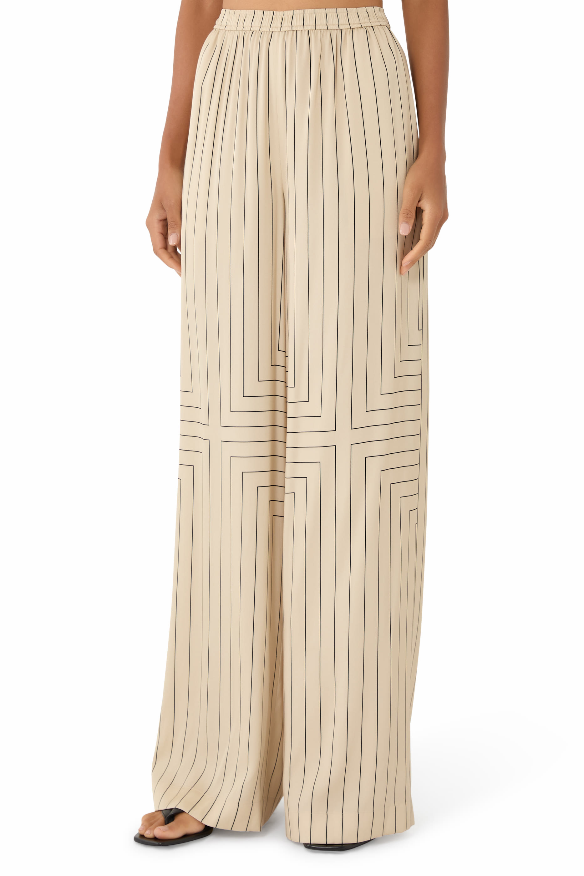 Hulin Geometric Print Silk Trousers