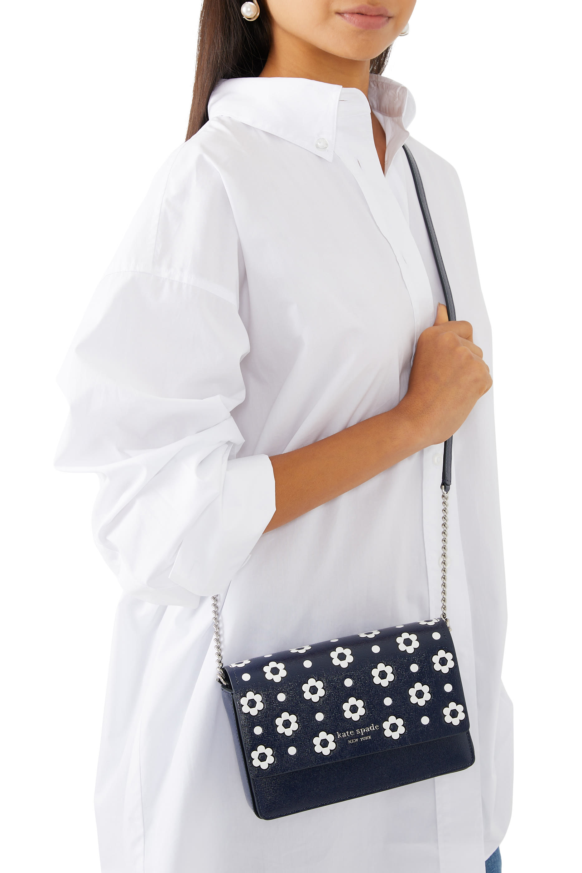 Morgan Daisy Dot Flap Chain Crossbody Bag