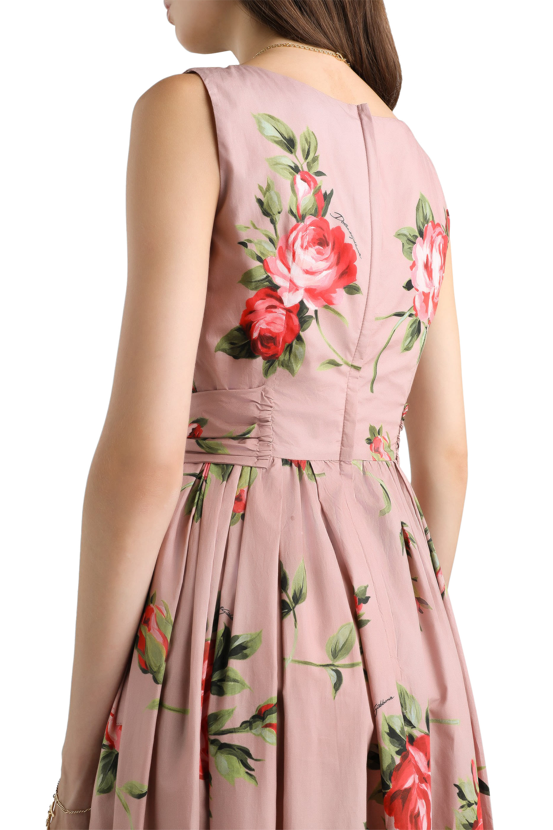 Rose Bouquet-Print Cotton Dress
