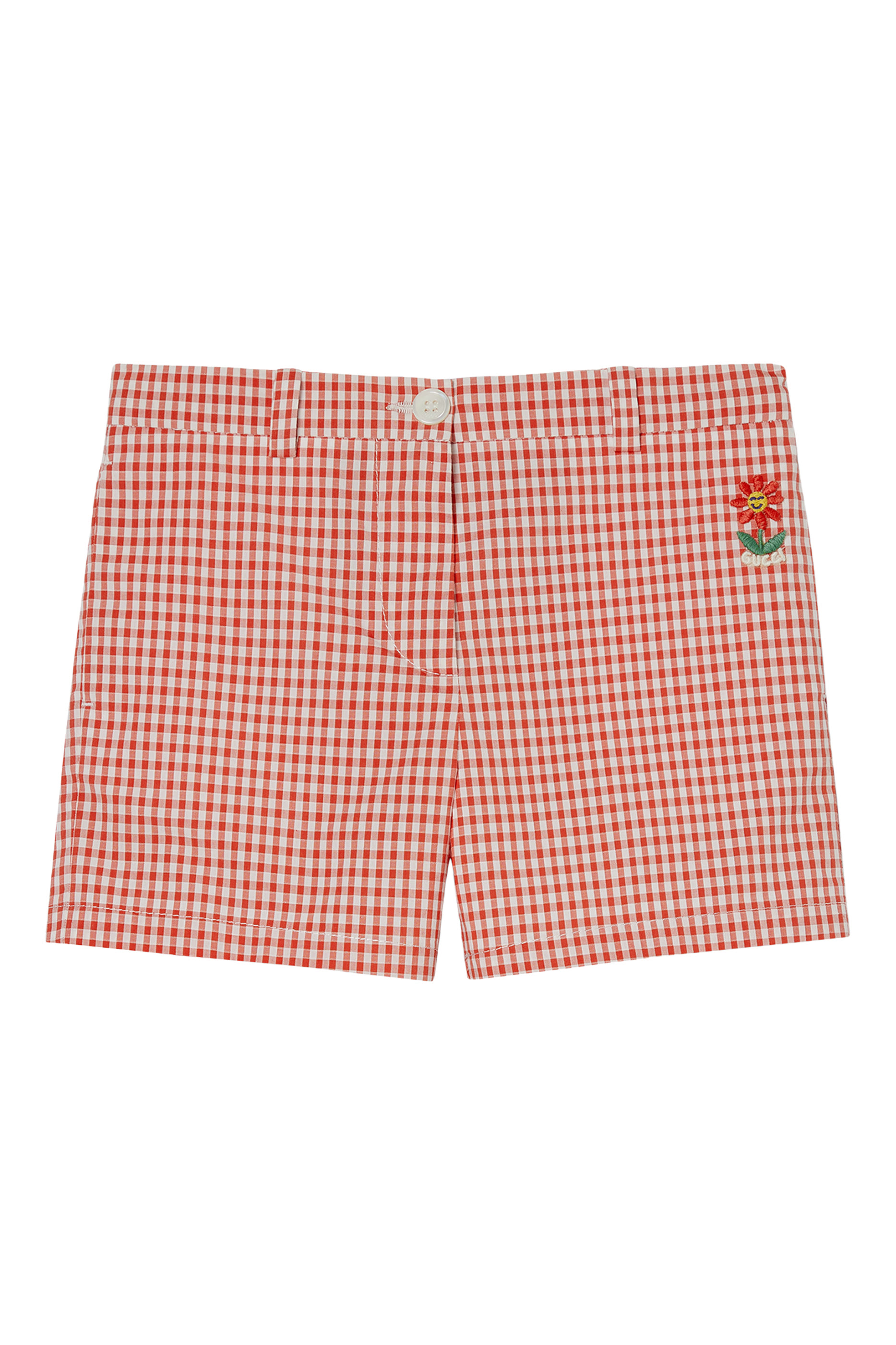 Kids Characters Embroidery Gingham Shorts
