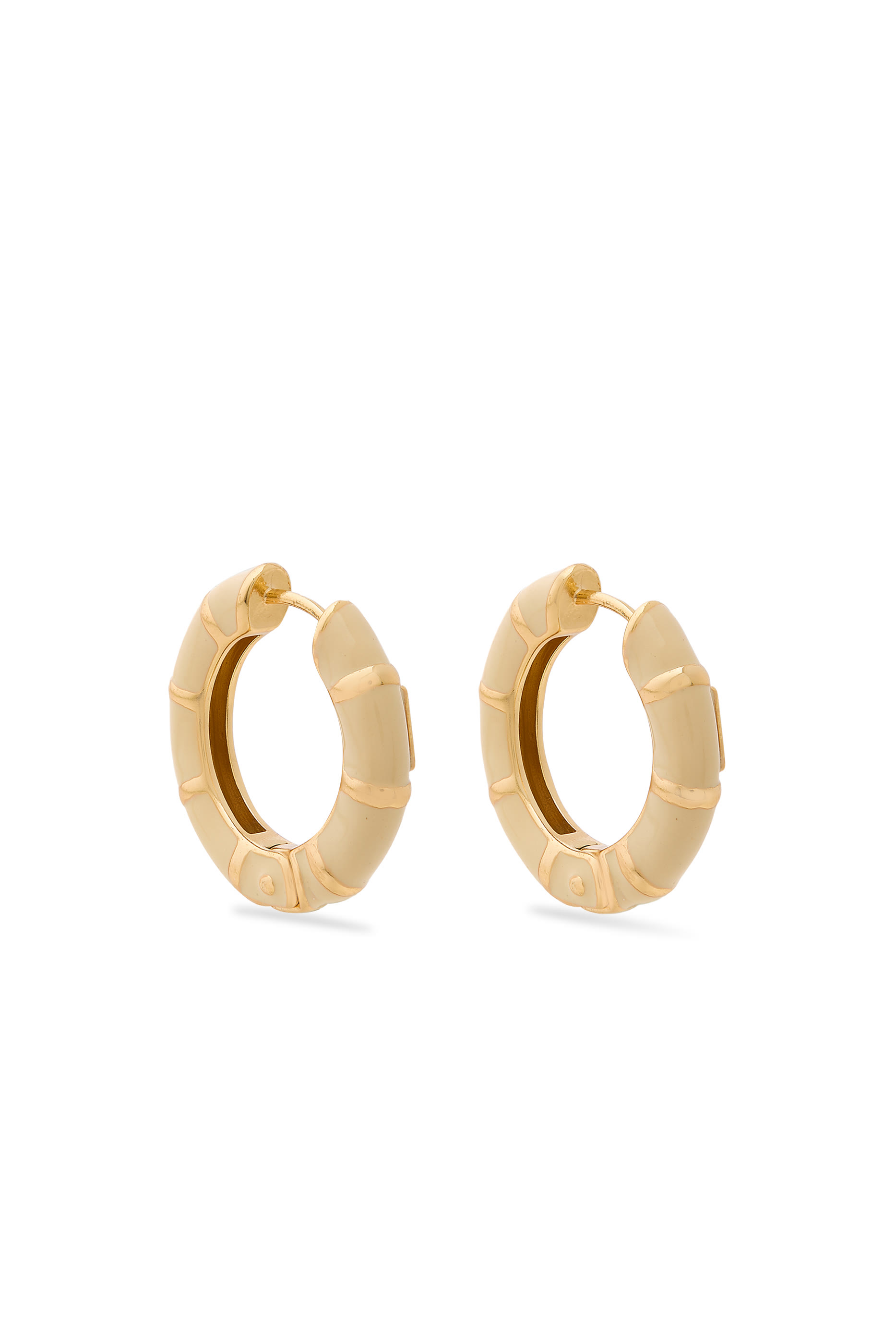 Bambou  Hoop Earrings, Gold-Plated Metal & Enamel