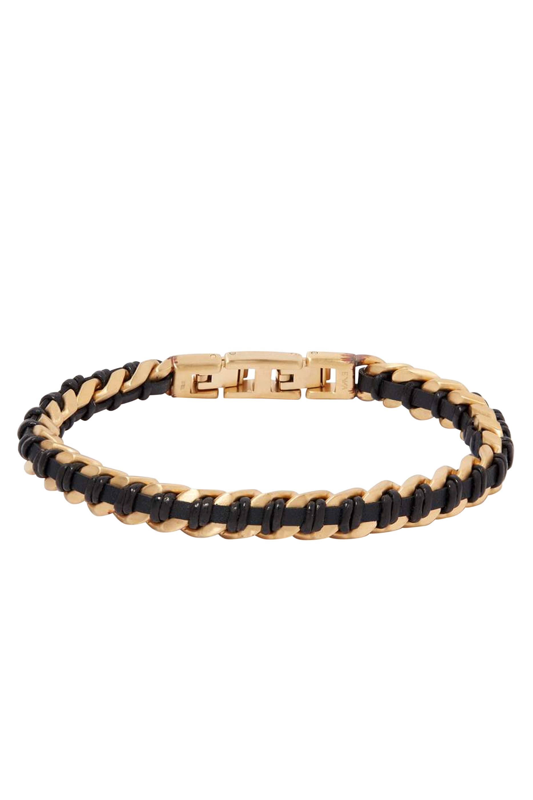 Stainless Steel and Leather Chain Bracelet