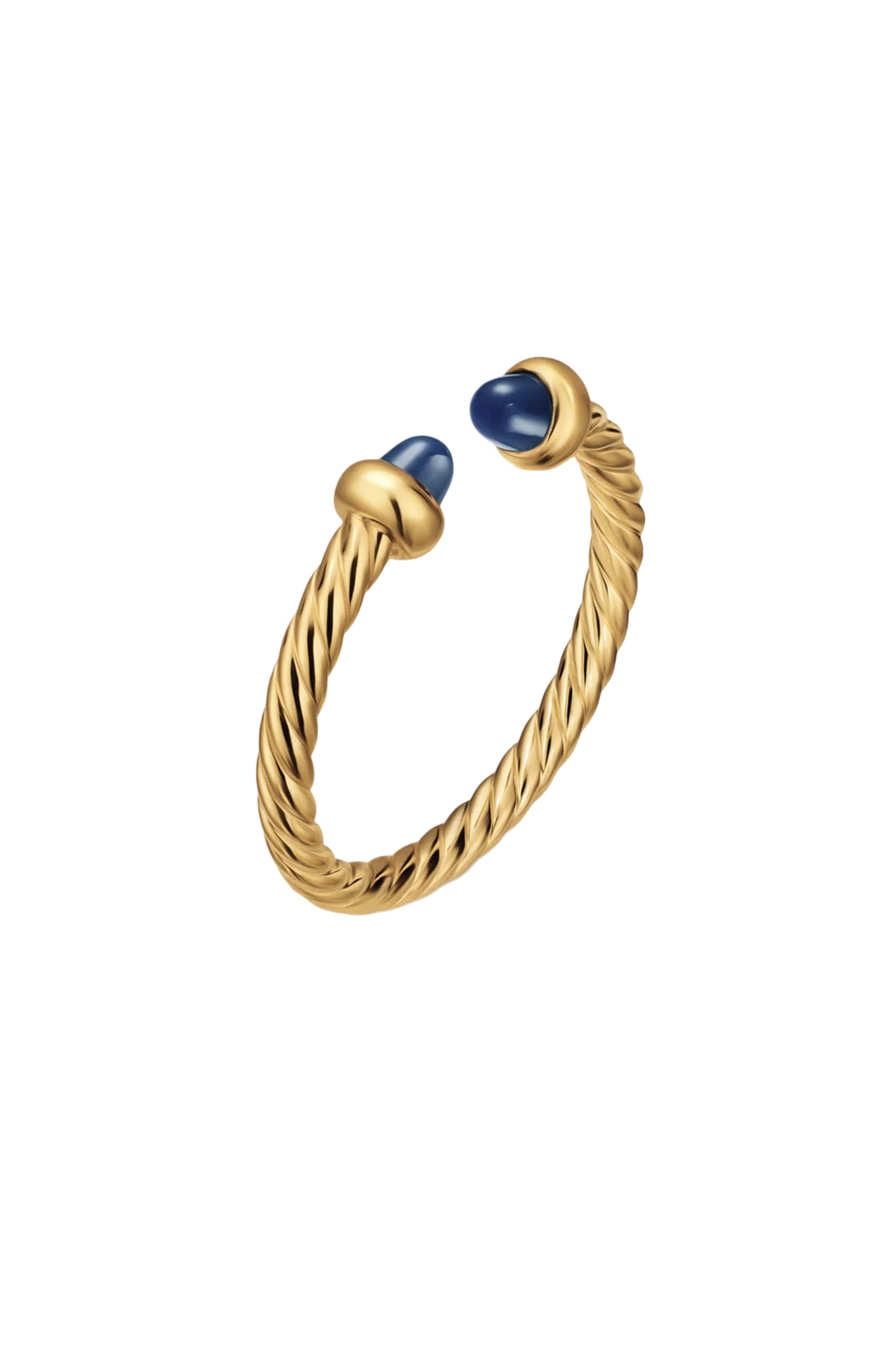 Micro Cablespira&reg; Flex Open Ring, 18K Yellow Gold with Blue Sapphires