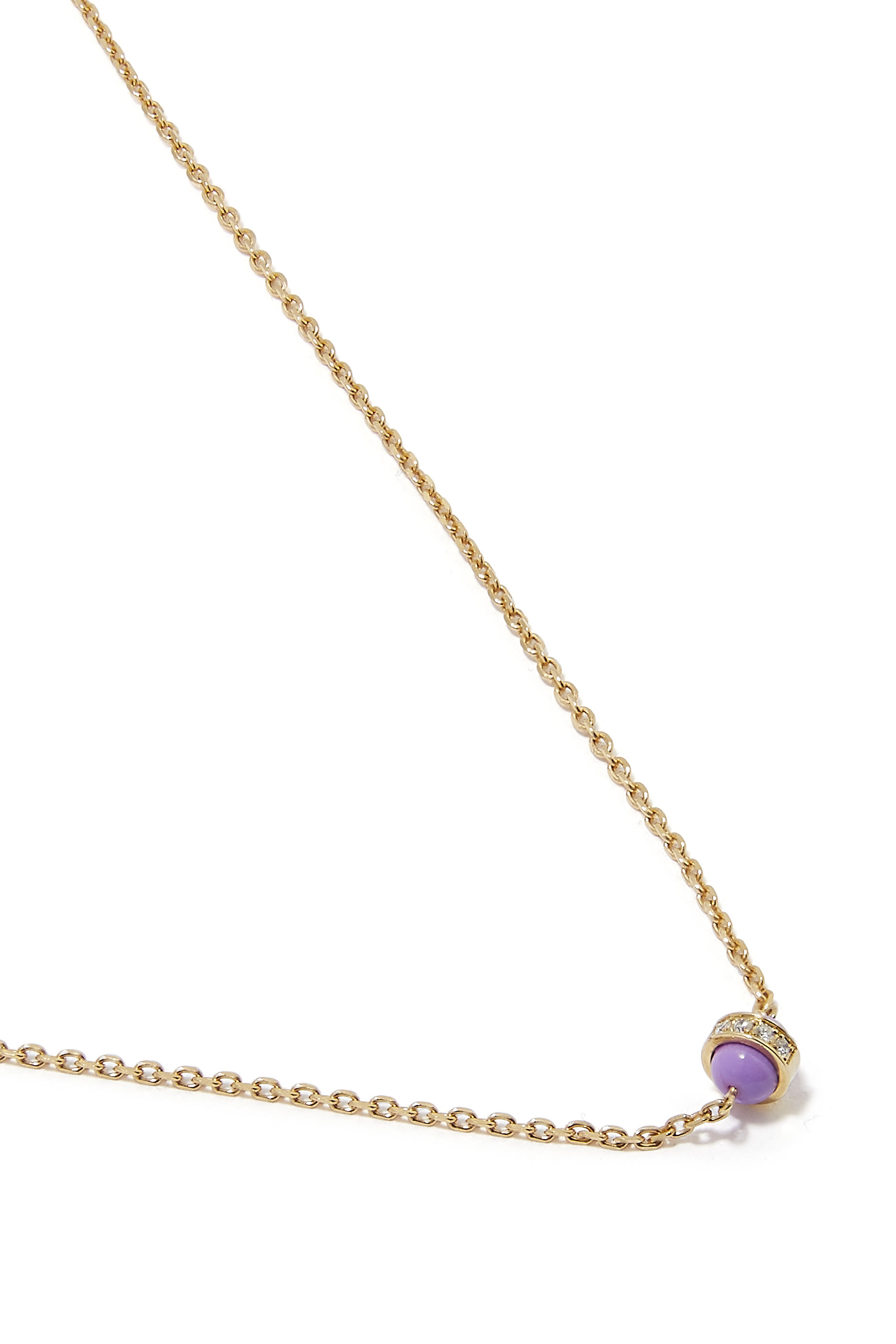 The Single Purple Atom Necklace, 18k Yellow Gold & Diamonds