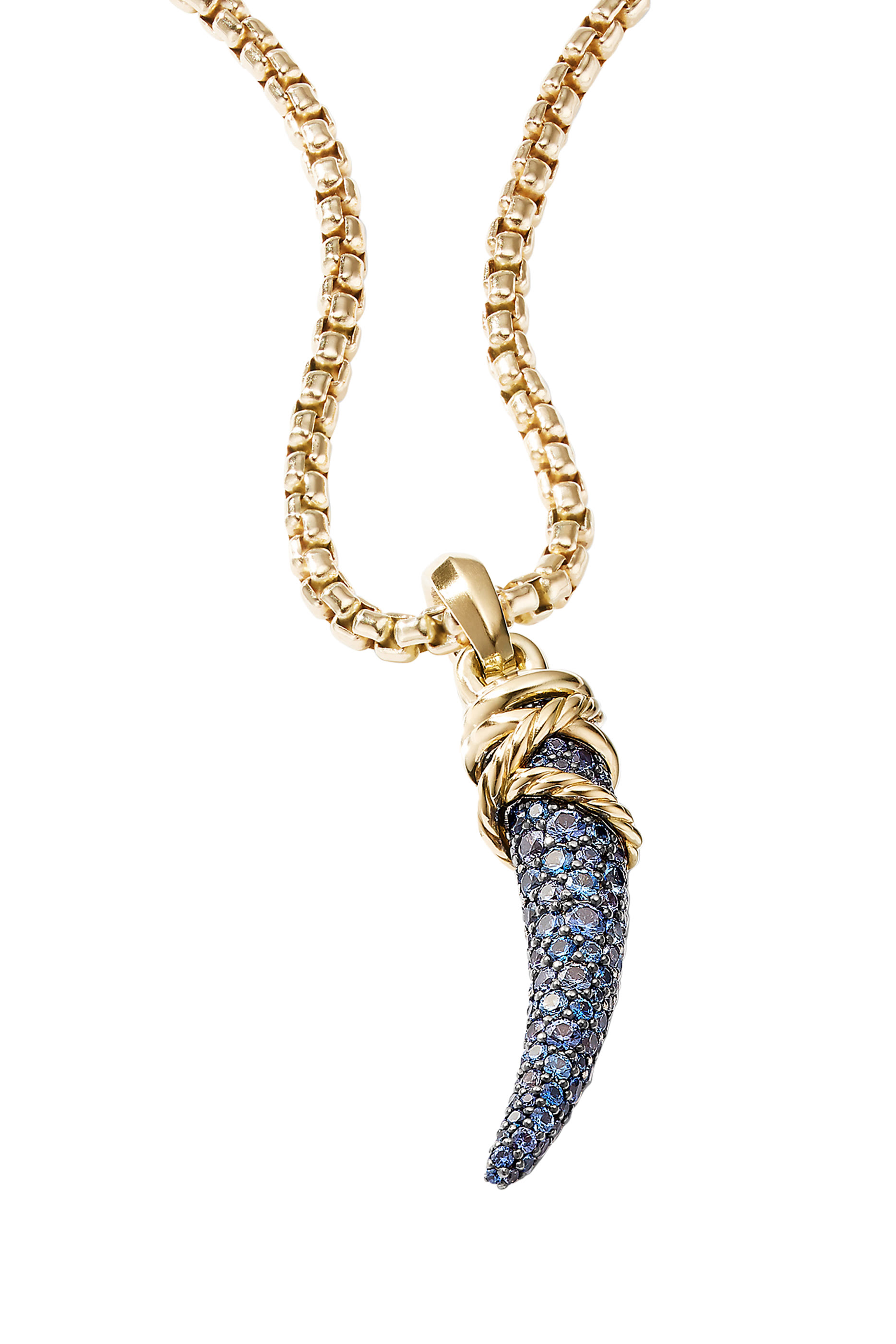 Tusk Amulet, 18k Gold & Sapphire
