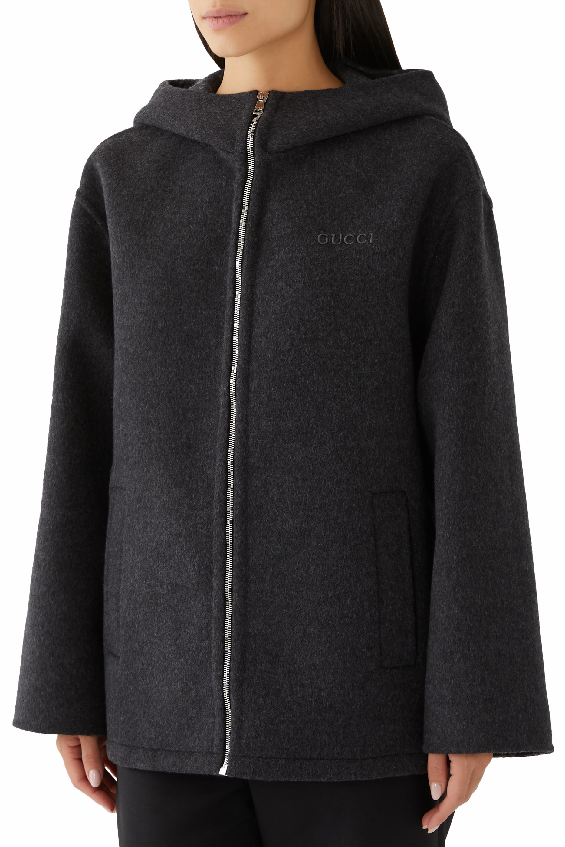 Embroidered Wool and Silk Hooded Jacket