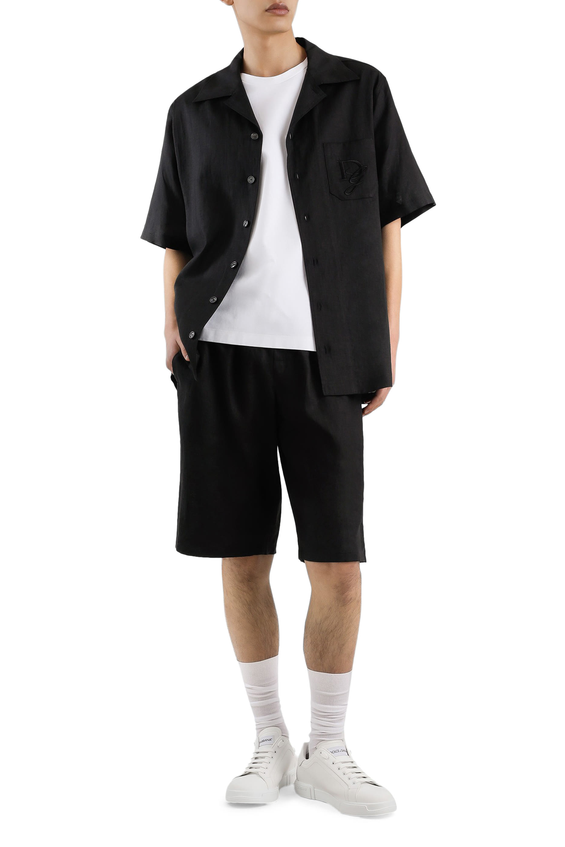 Logo Embroidered Linen Shirt