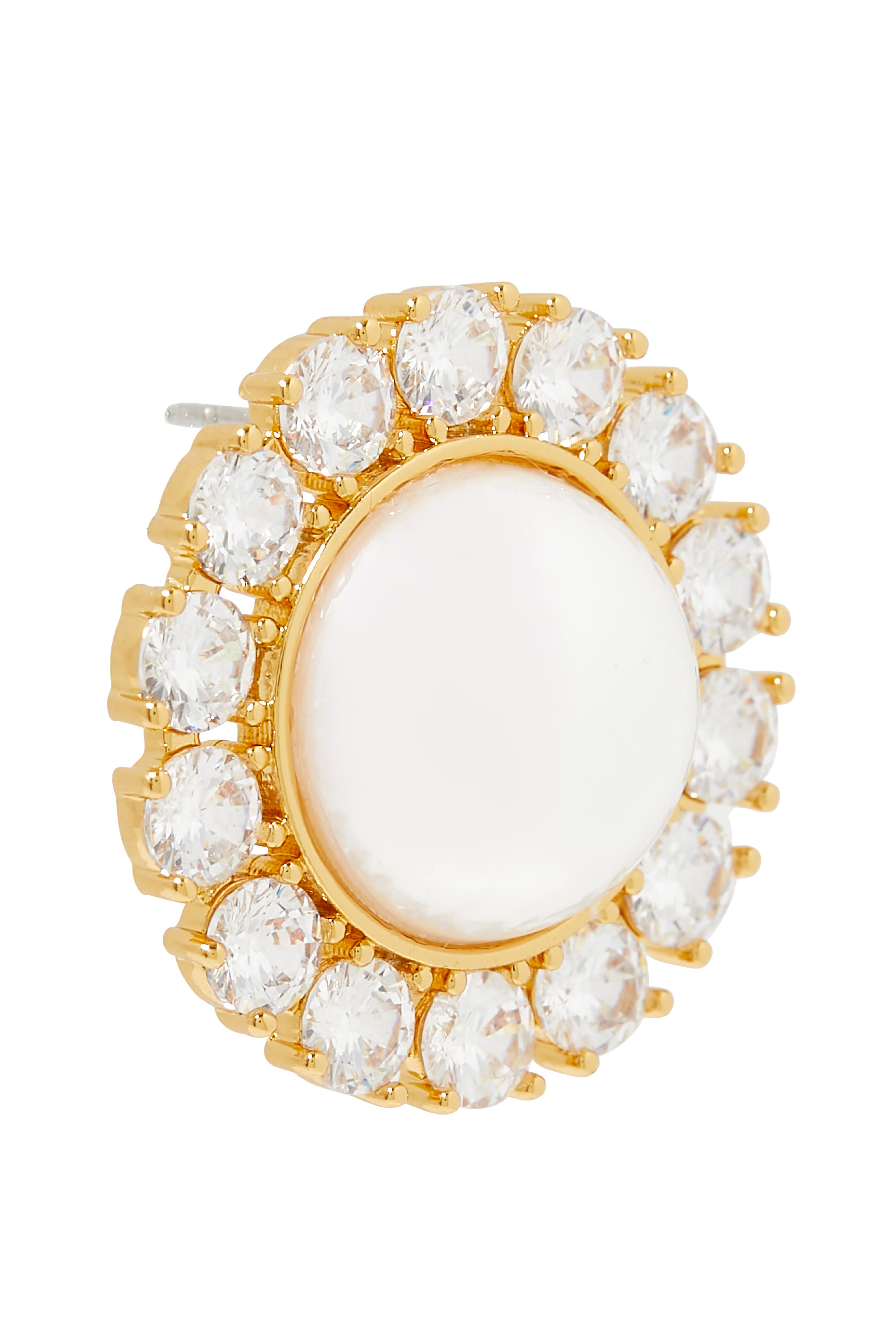 Pearl Dome Pave Earring, 14k Gold Plated with Cubic Zircornia & AAAA+