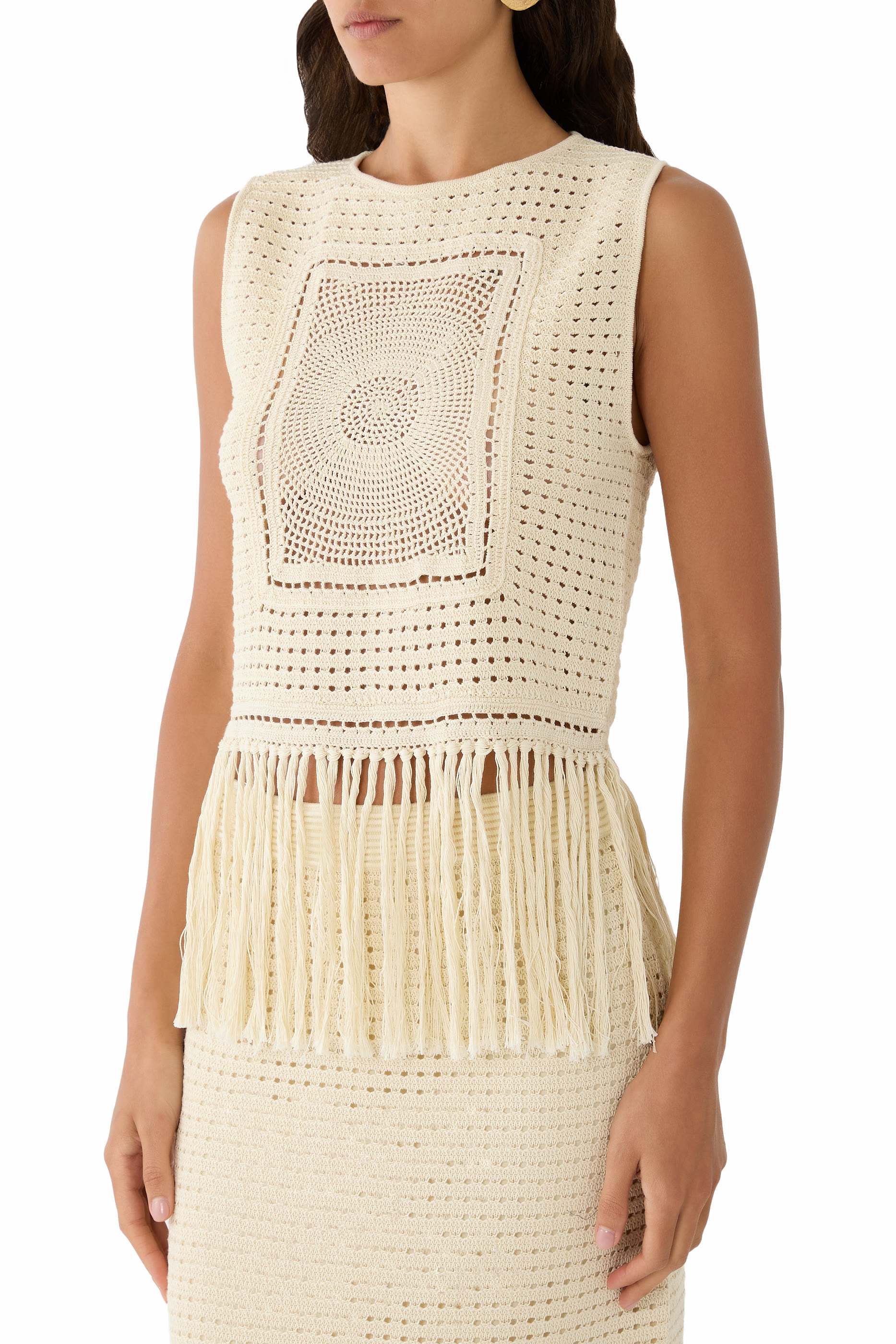 Indra Crochet Fringe Tank