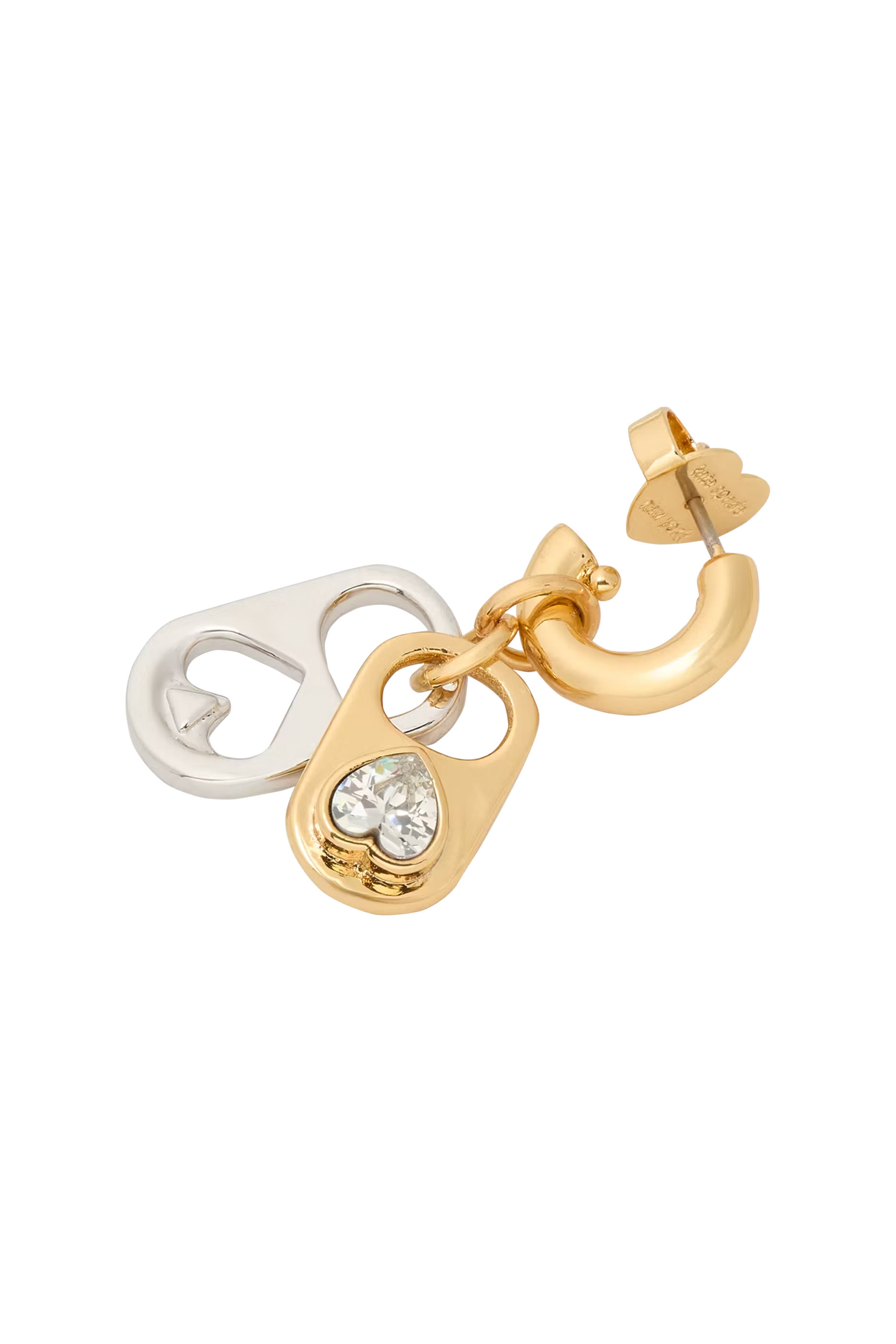 Snack Time Charm Huggies, Plated Metal, Titanium Posts & Cubic Zirconia