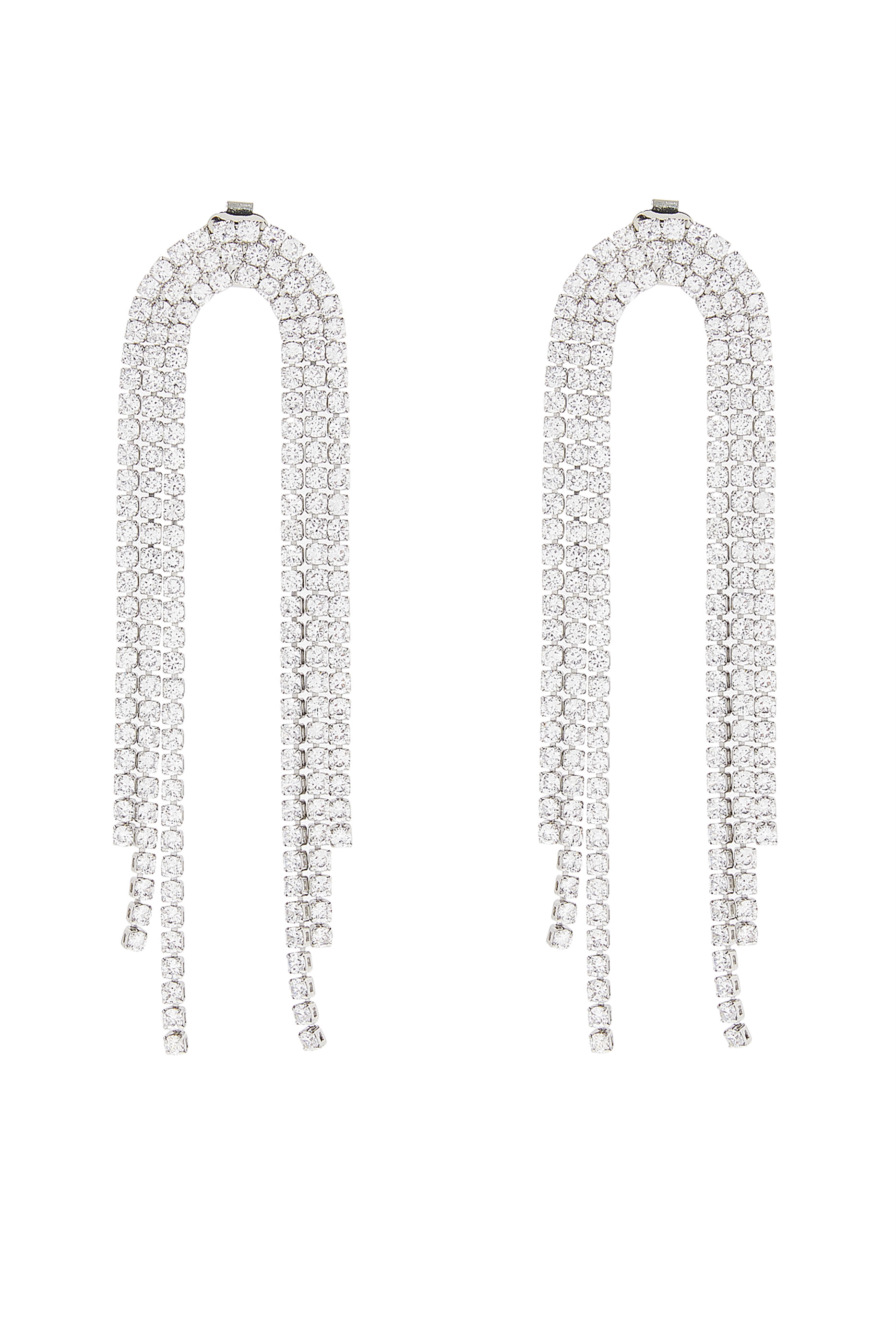 Arch Fringe Earrings, Plated Brass & Cubic Zirconia