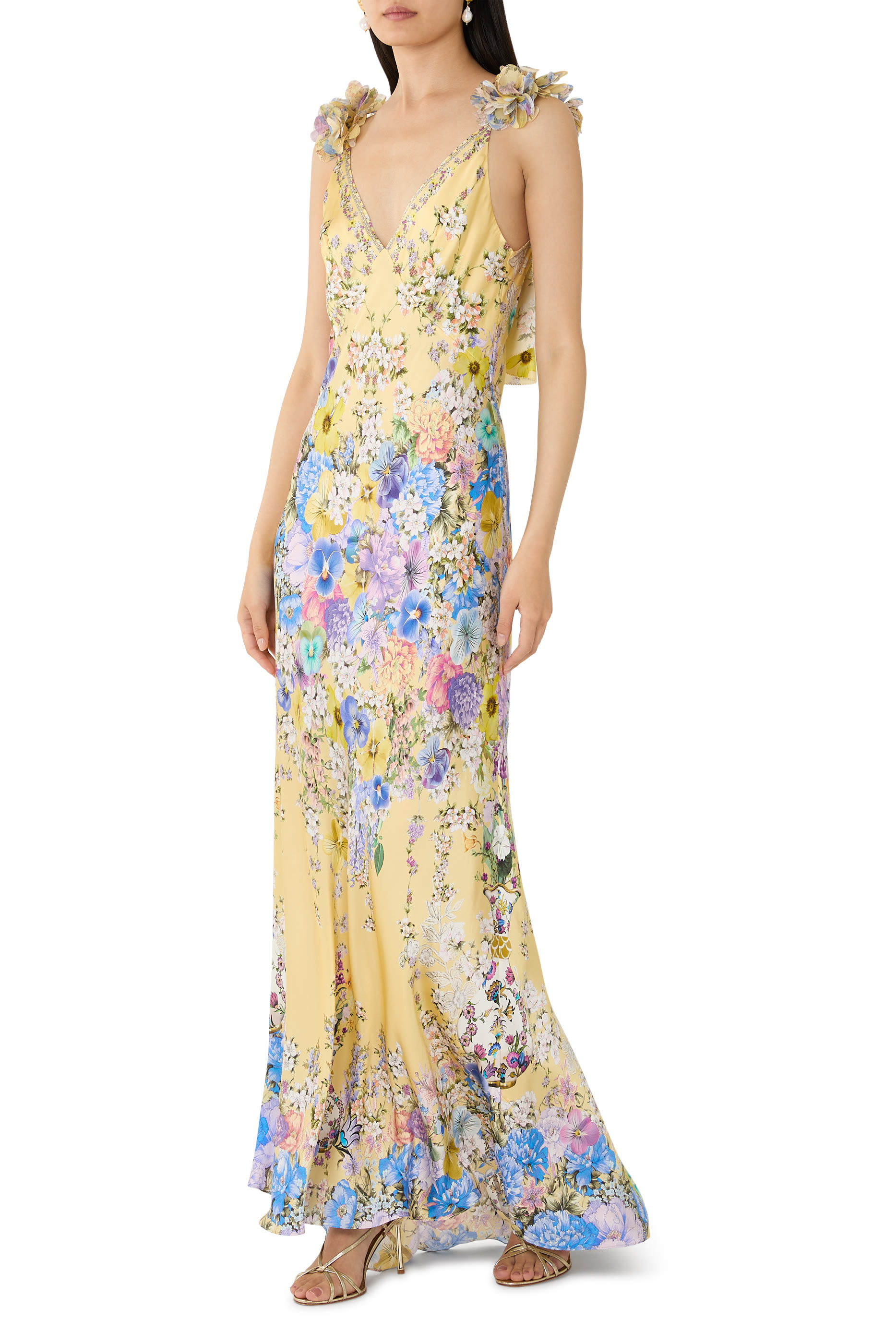 V-Neck Bias Back Frill Slip Dress