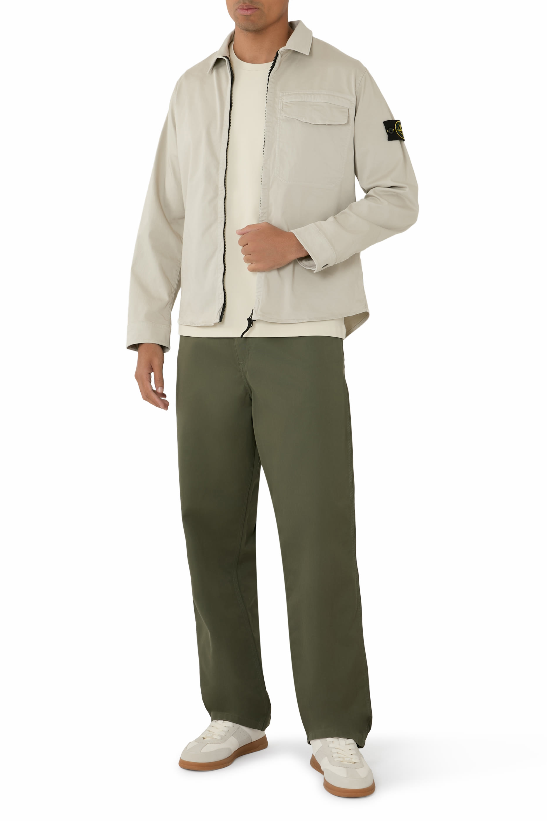 Logo Patch Concealed Zip Overshirt