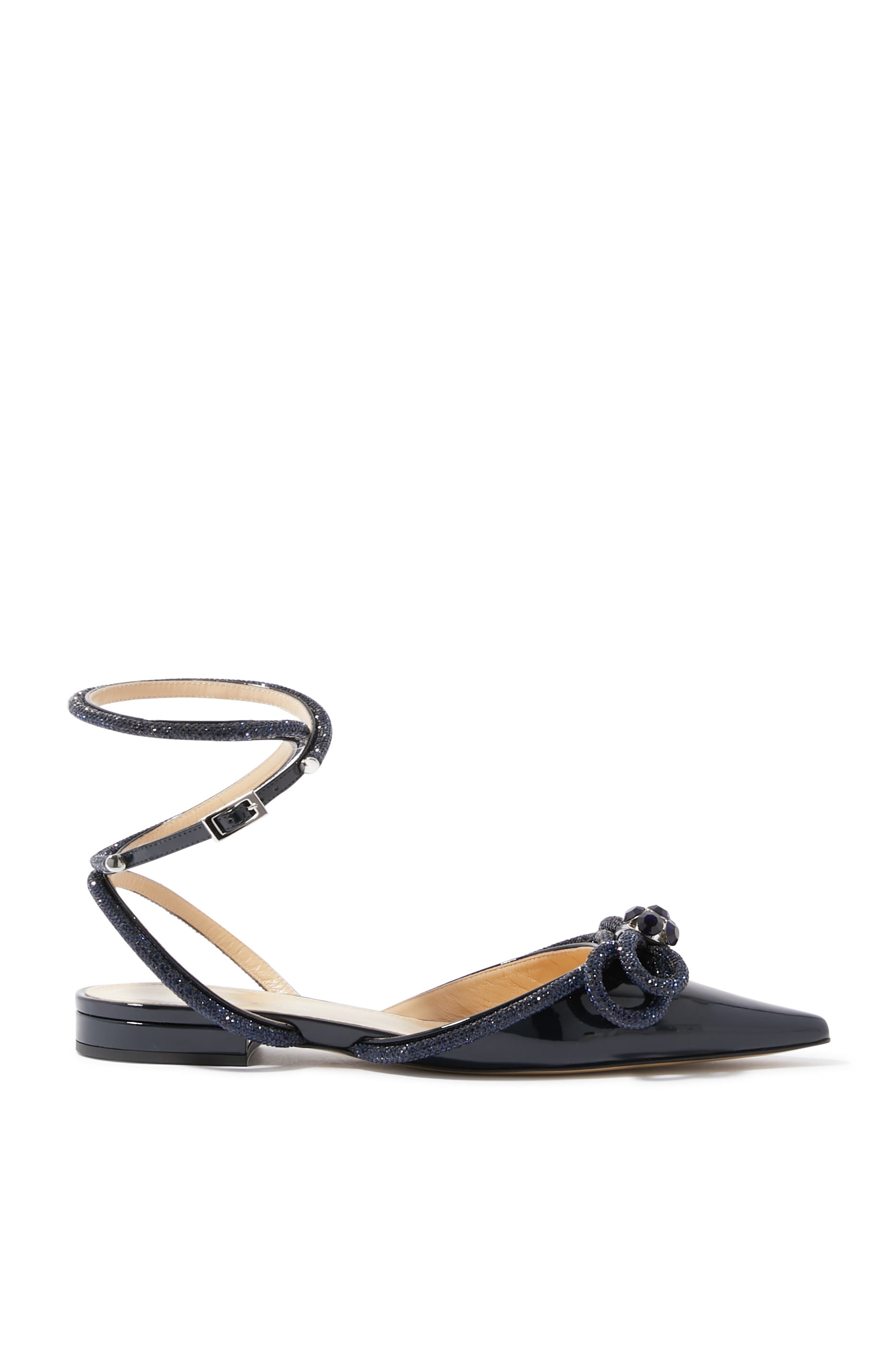 Double Bow Satin Flat Shoes