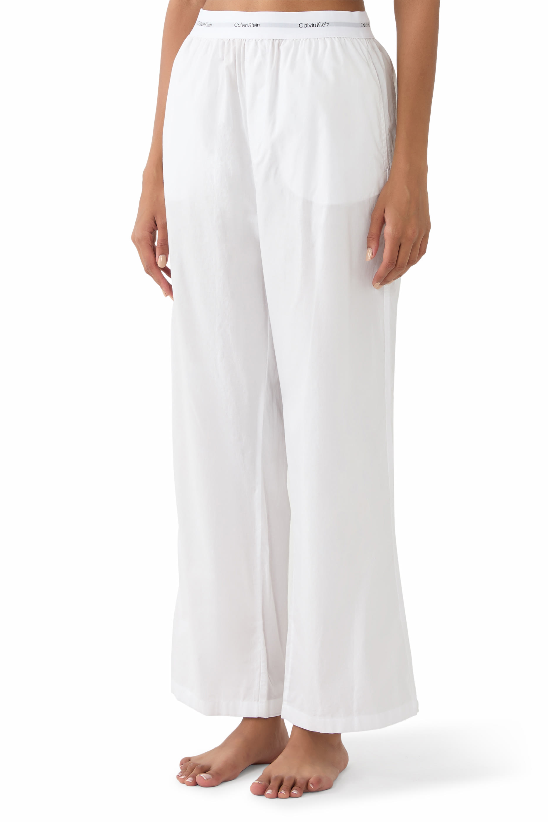 Logo Waistband Cotton Poplin Pants