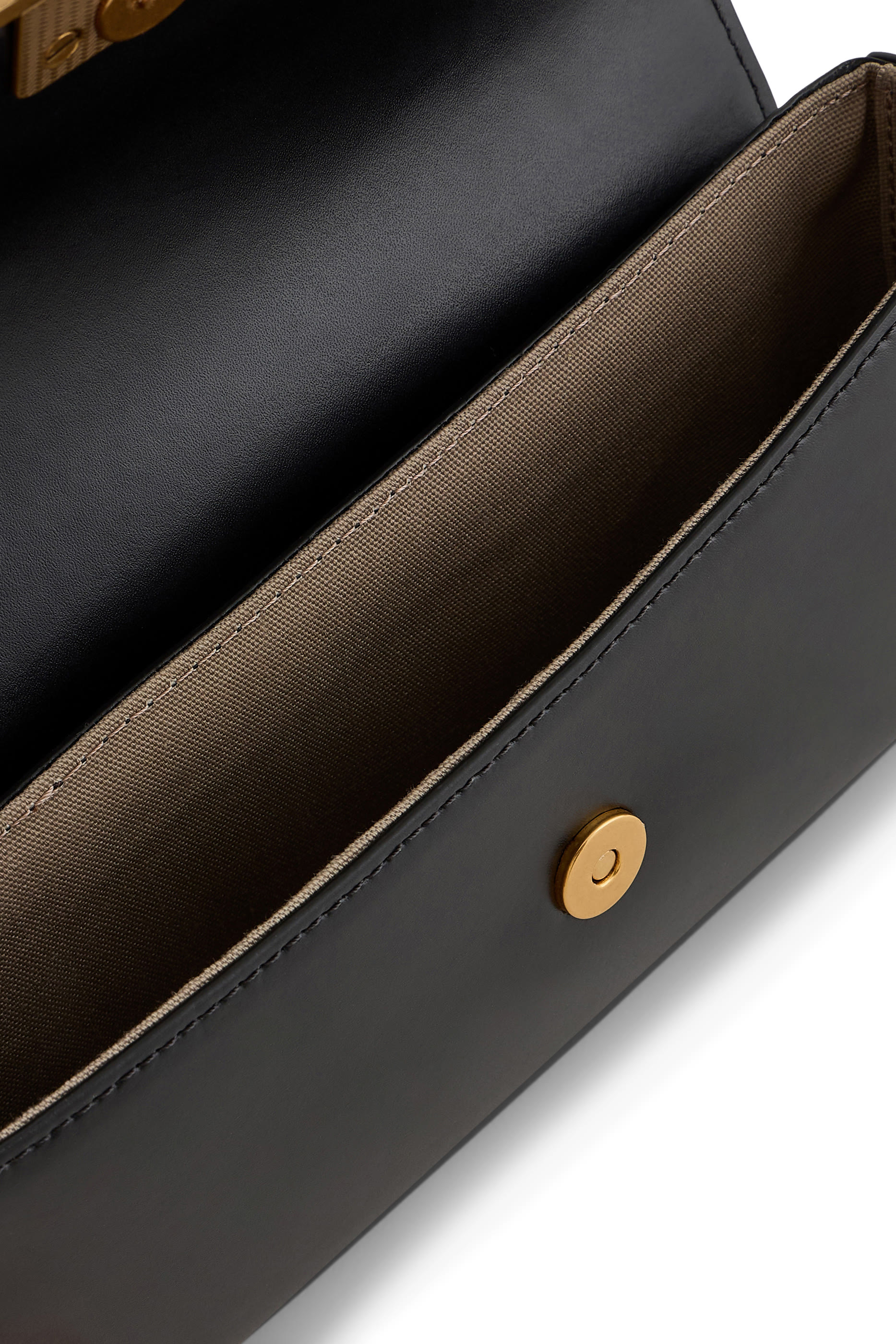 Metal Eagle Logo Smooth Leather Shoulder Bag