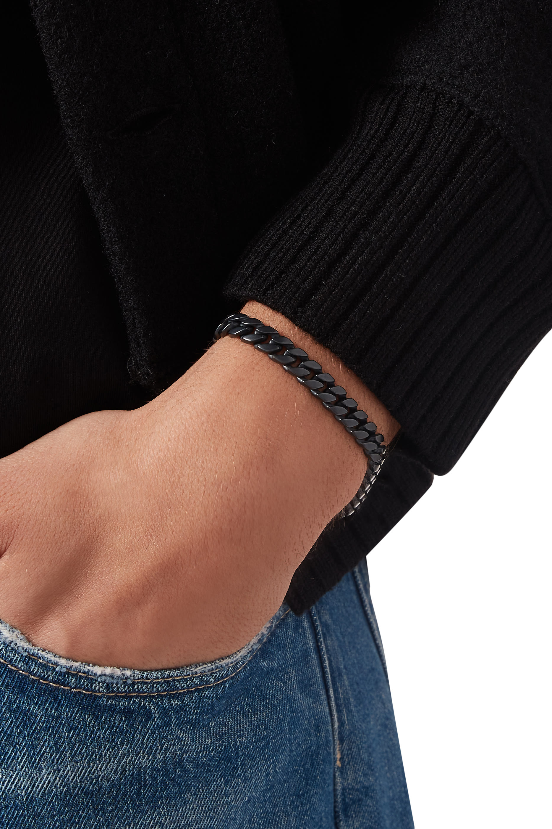 Curb Chain Bracelet, Black Titanium