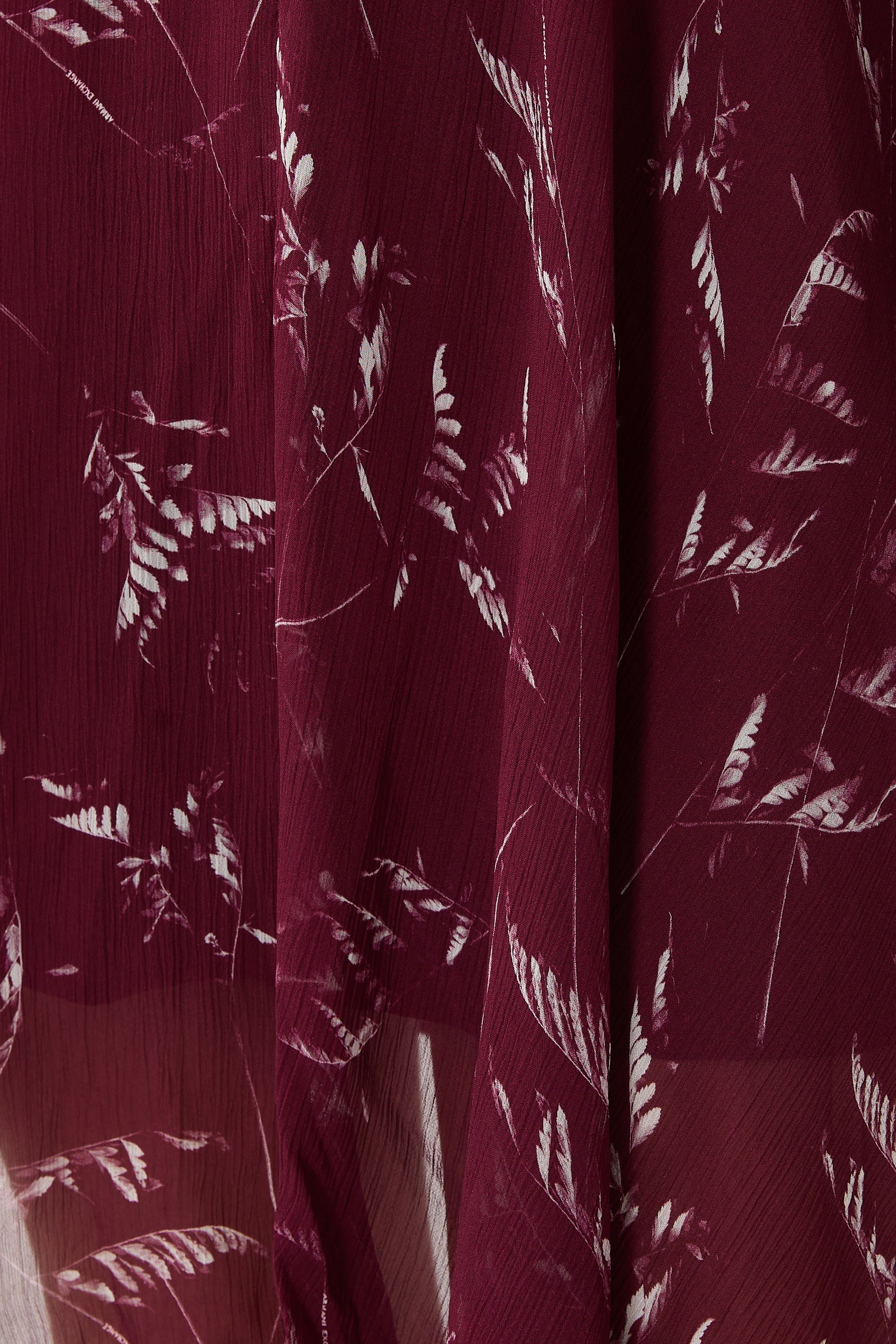 Foliage Print Chiffon Midi Dress