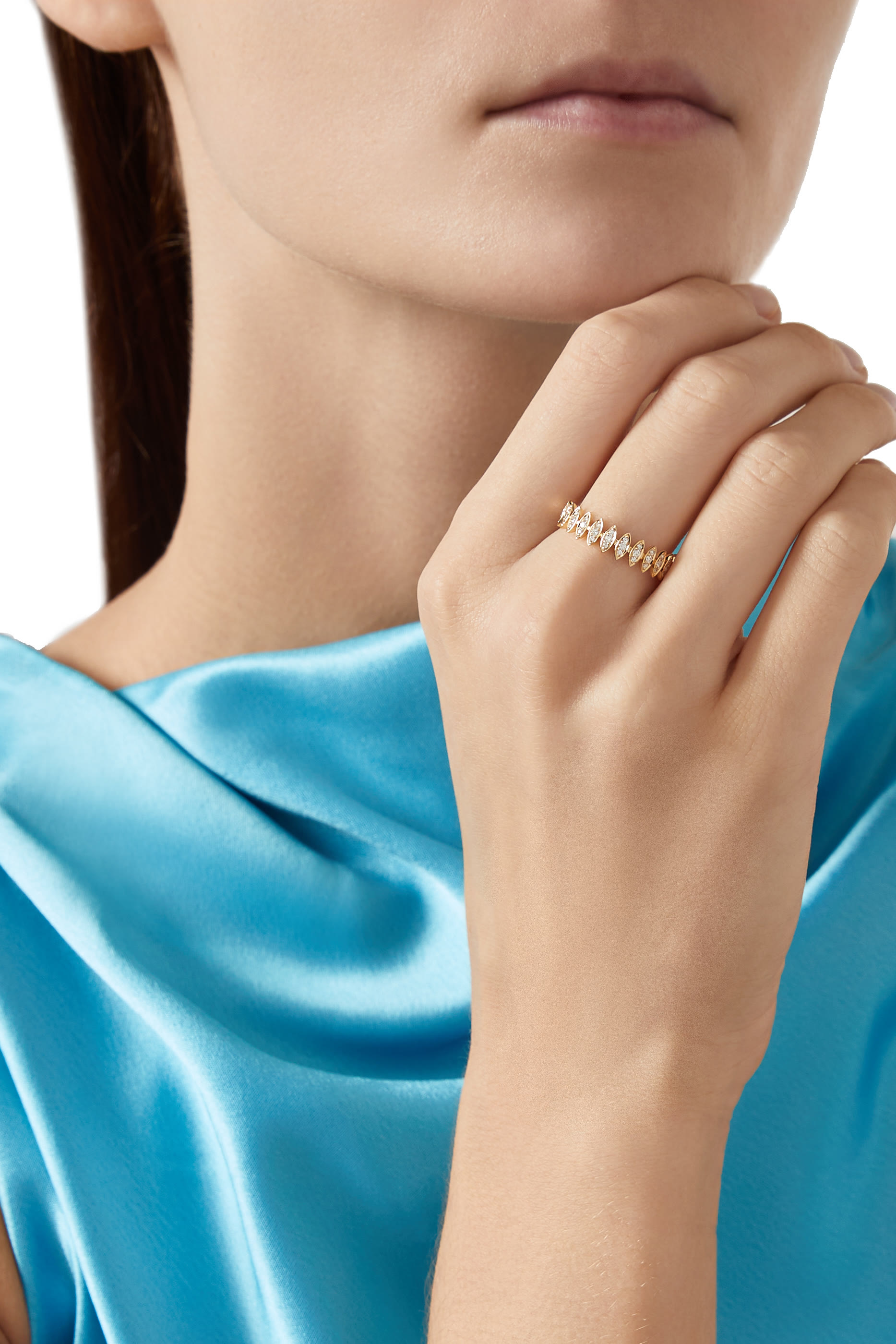 Barq Marquise Small Ring, 18k Yellow Gold & Diamonds