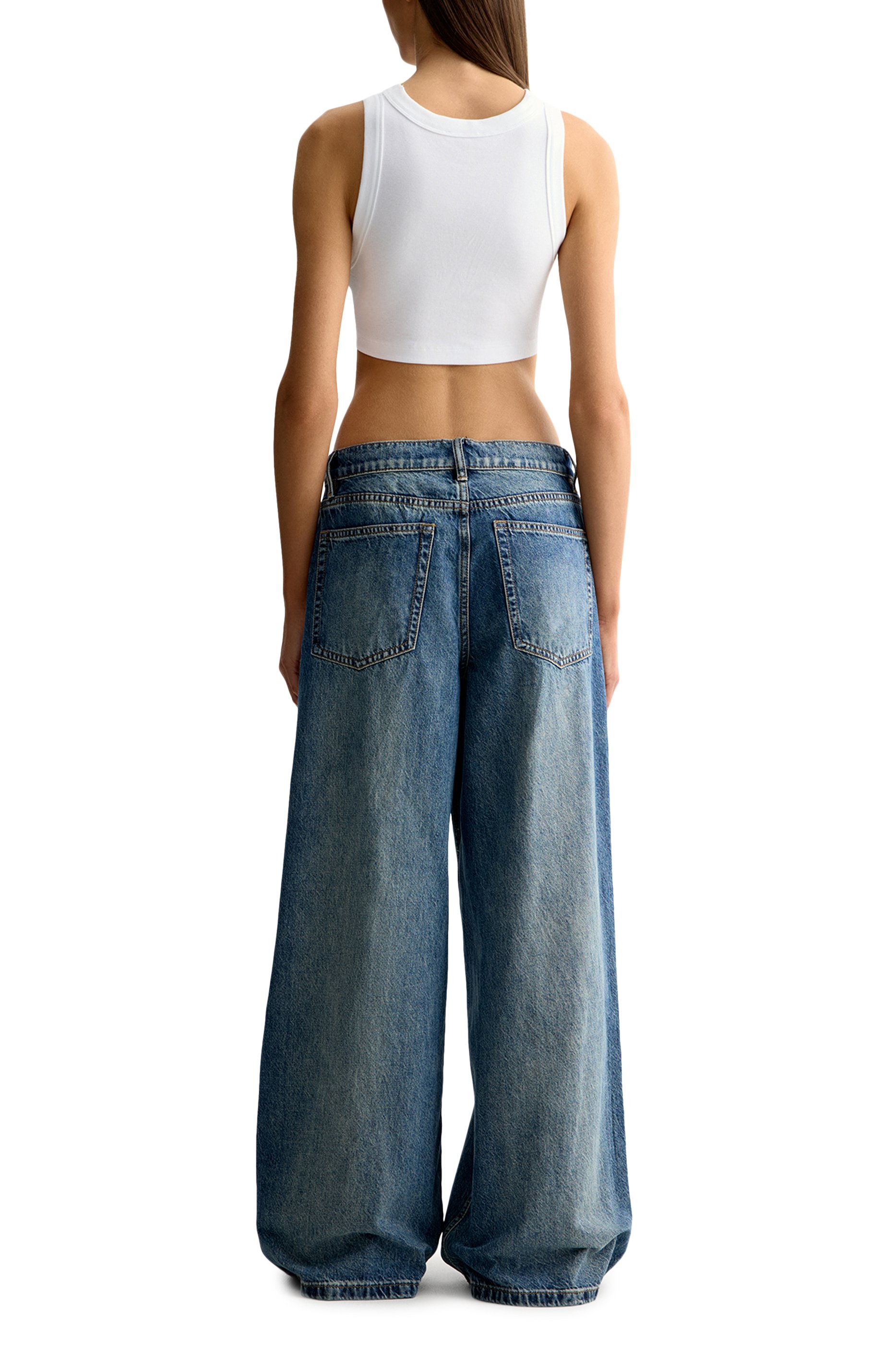 Drawstring-Waist Wide-Leg Jeans