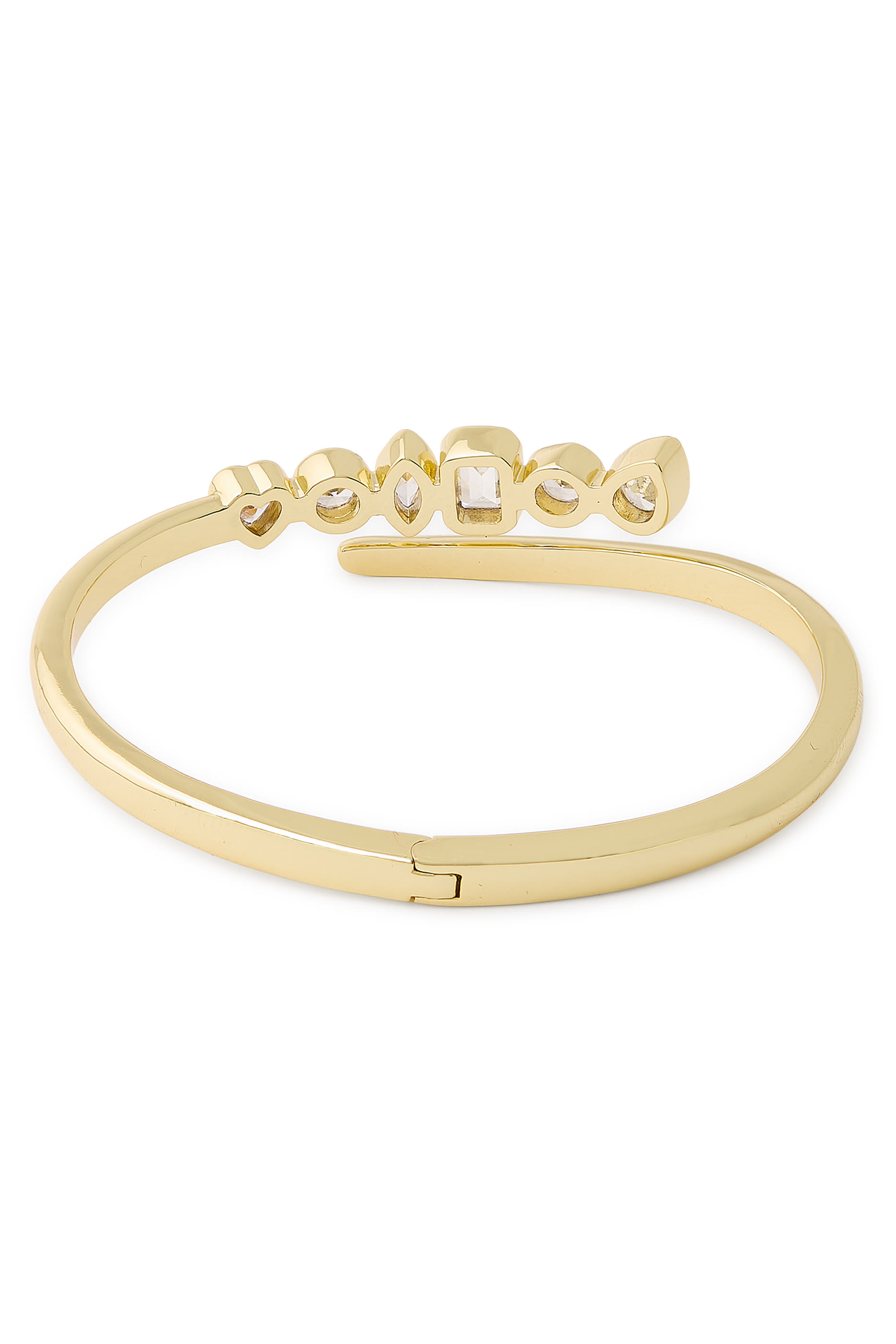Open Cuff Bracelet,  Gold-Plated Brass & Cubic Zirconia