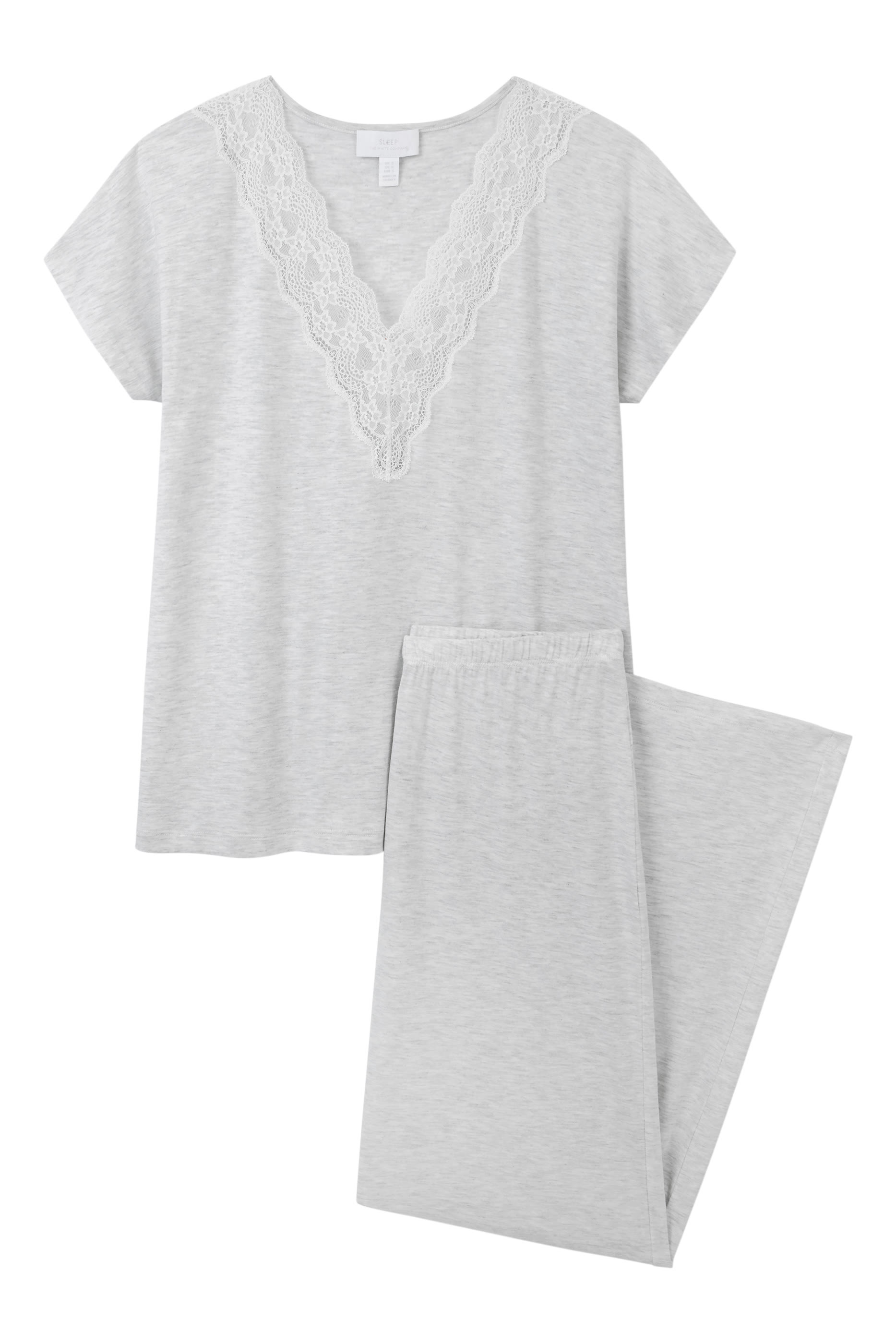 Deep V Lace Jersey Pajama Set
