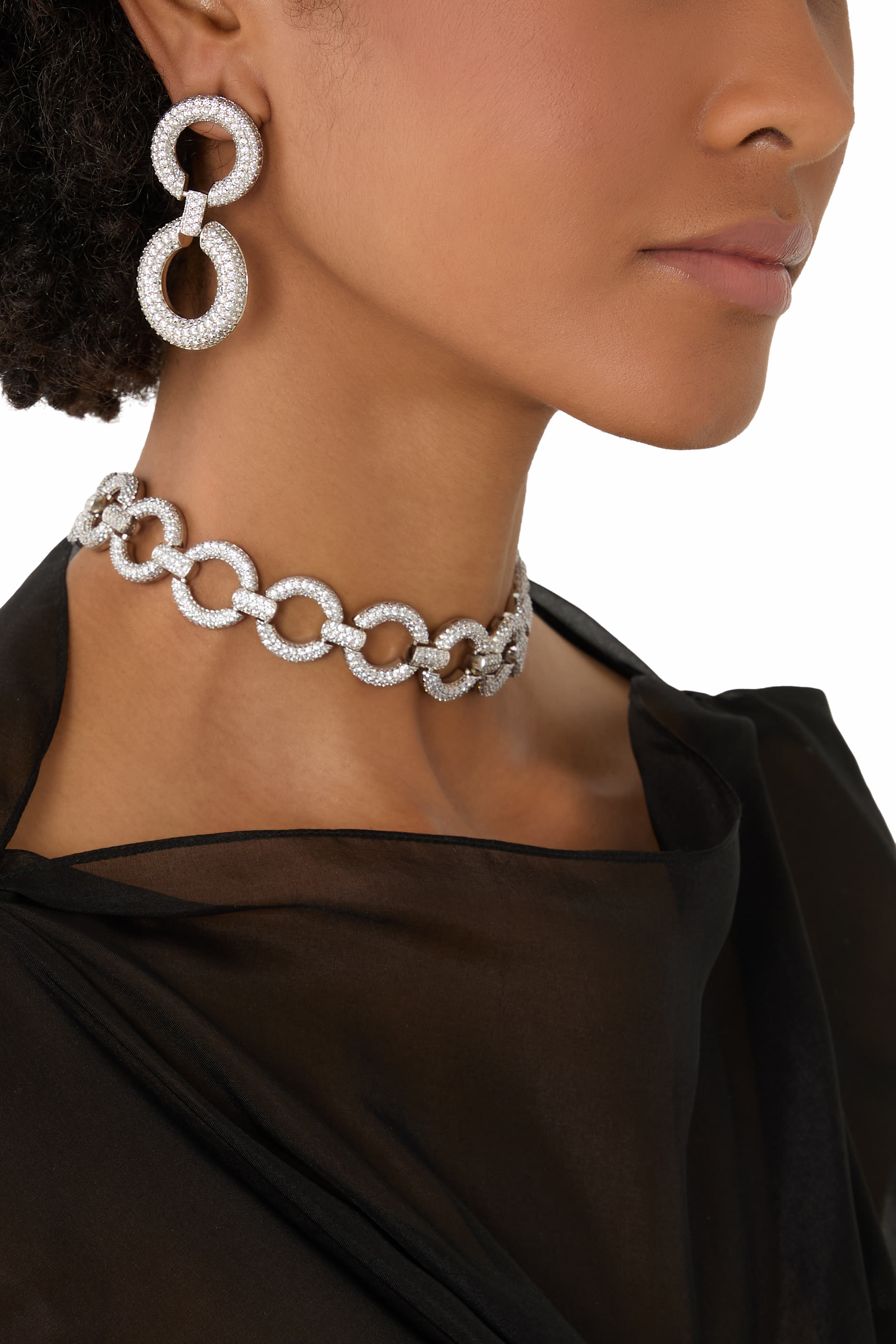 Crystal Link Two-Tiered Earrings