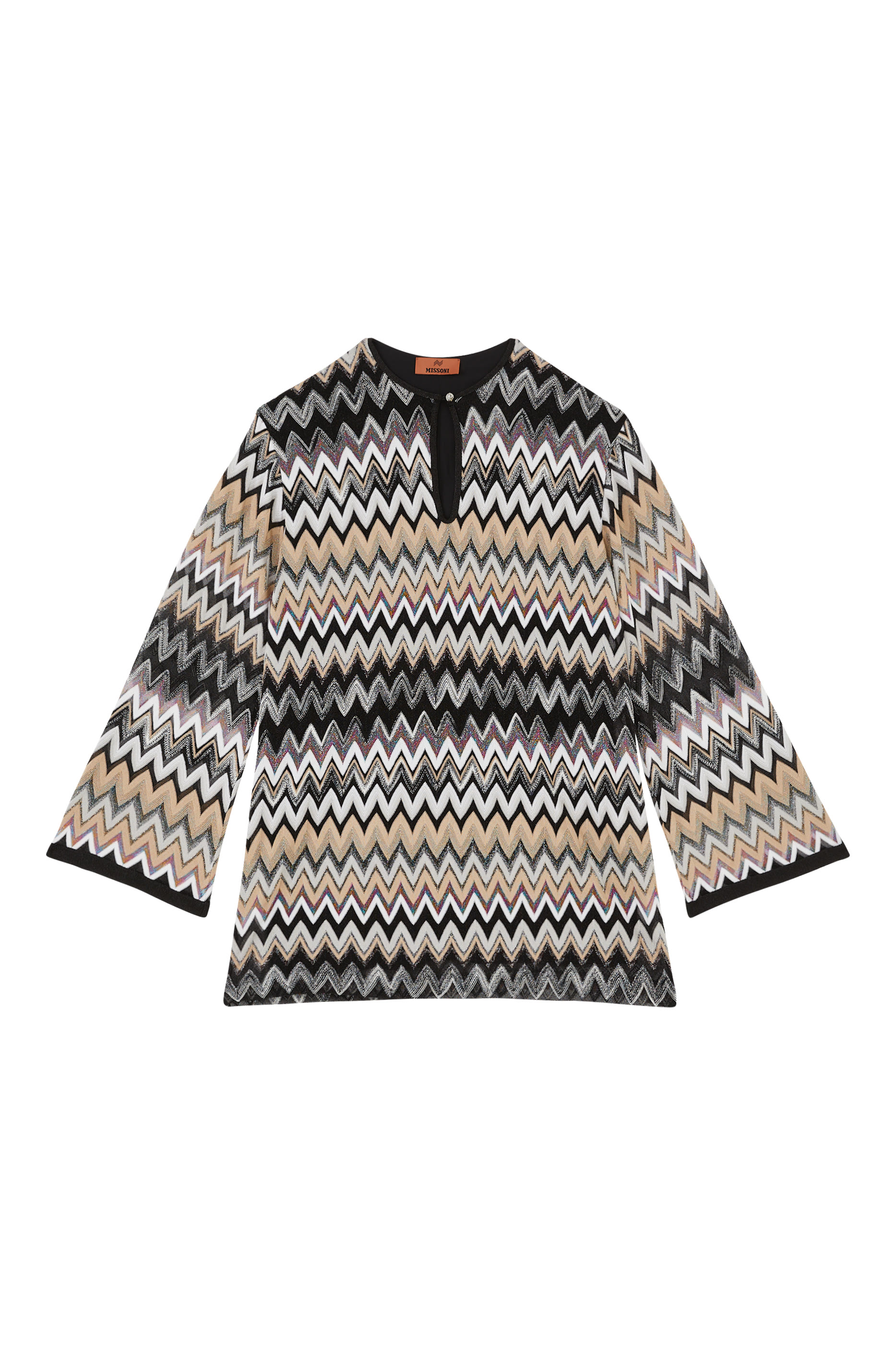 Zig-Zag Lame Long-Sleeve Top