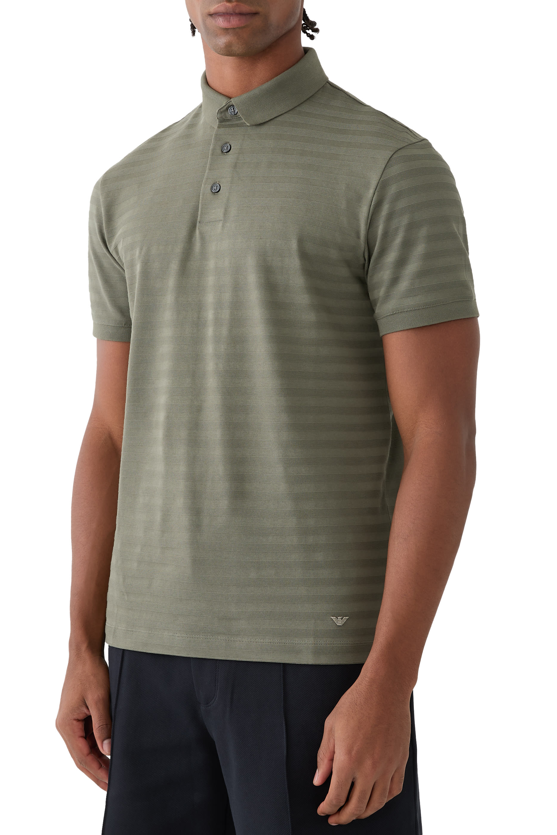 Horizontal Stripe Effect Polo Shirt