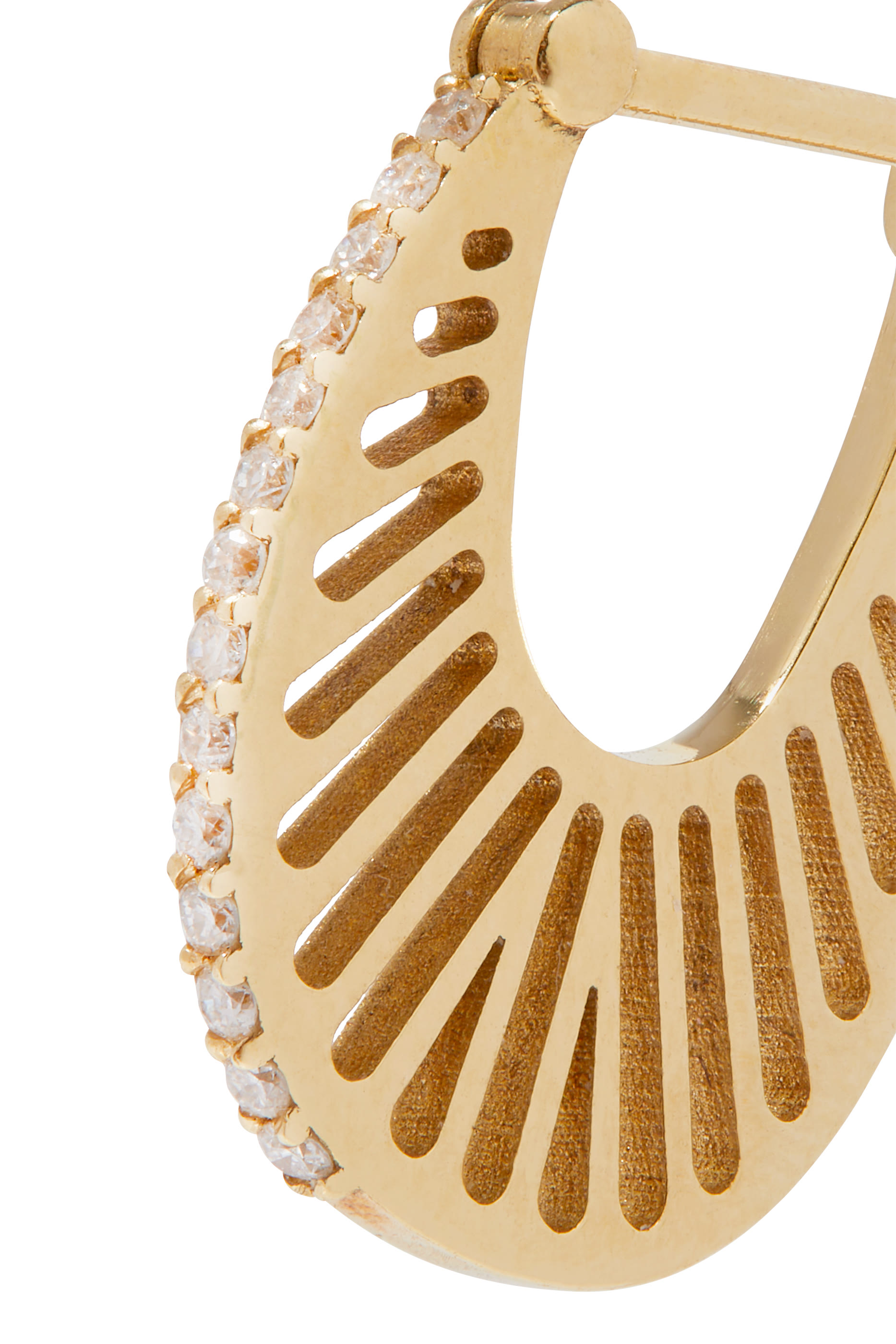 Flat Ray Size 2 Hoop Earrings, 18k Yellow Gold & Diamonds