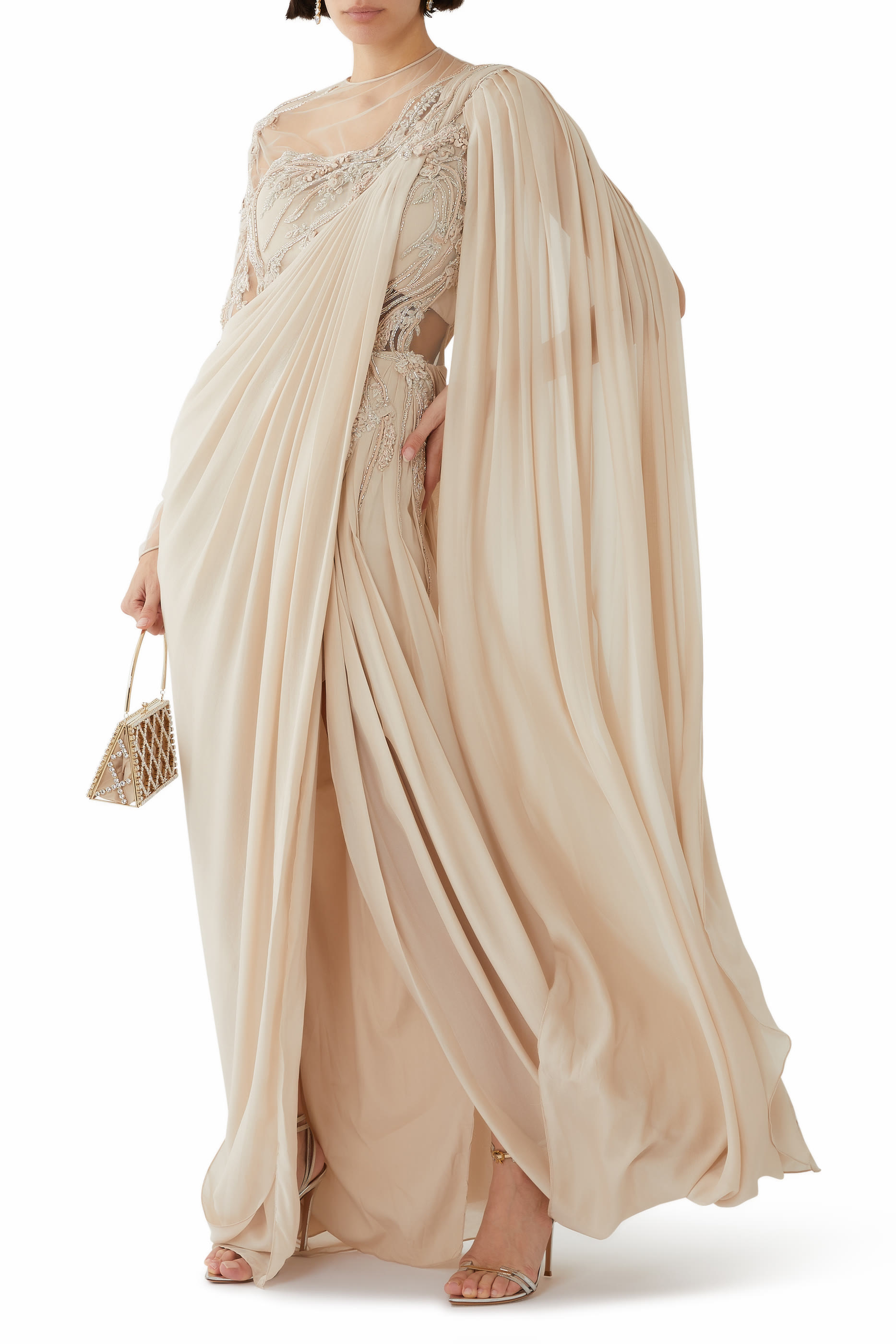 One Long Sleeves Saree Gown