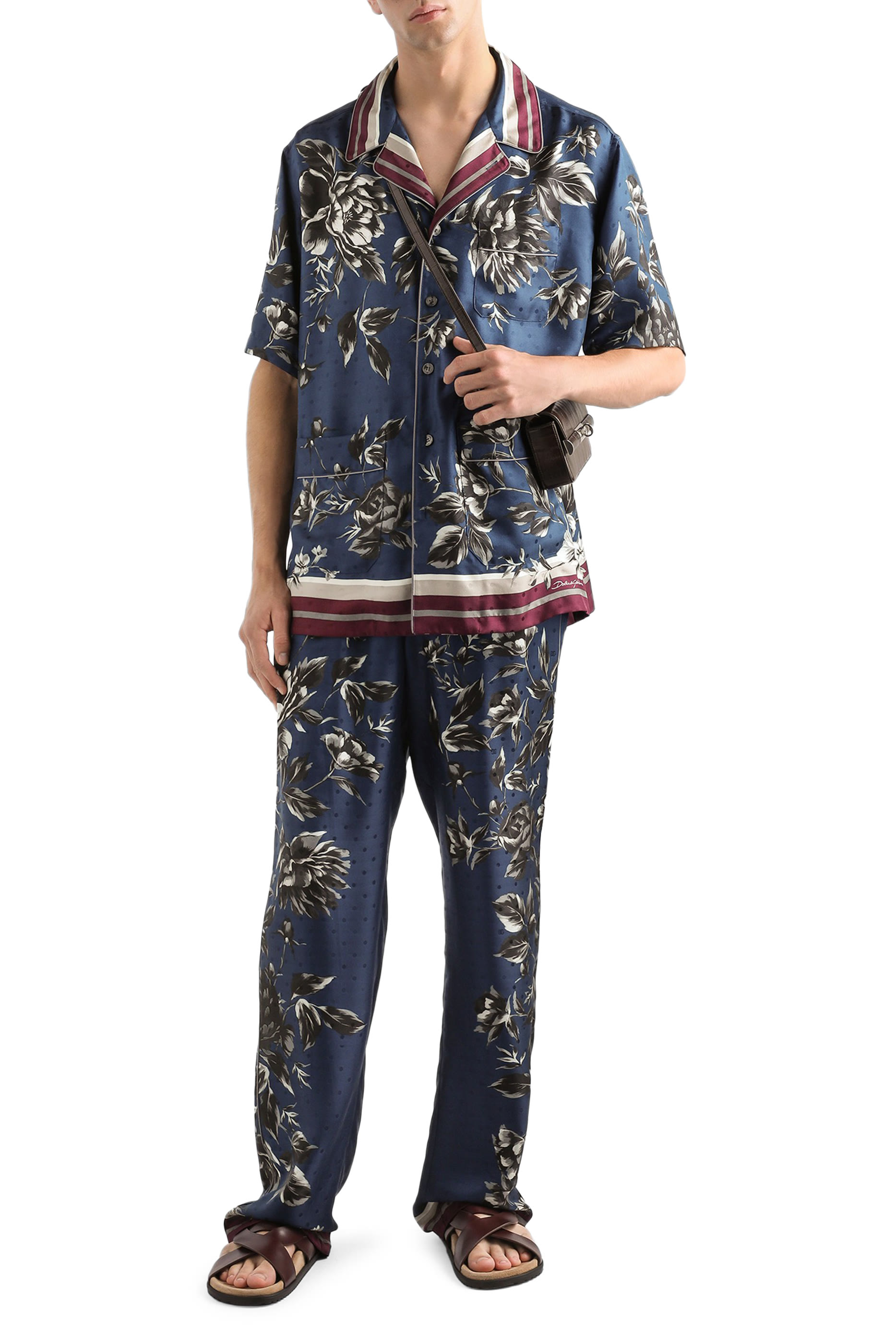 Peony-Print Vanity Twill Trousers