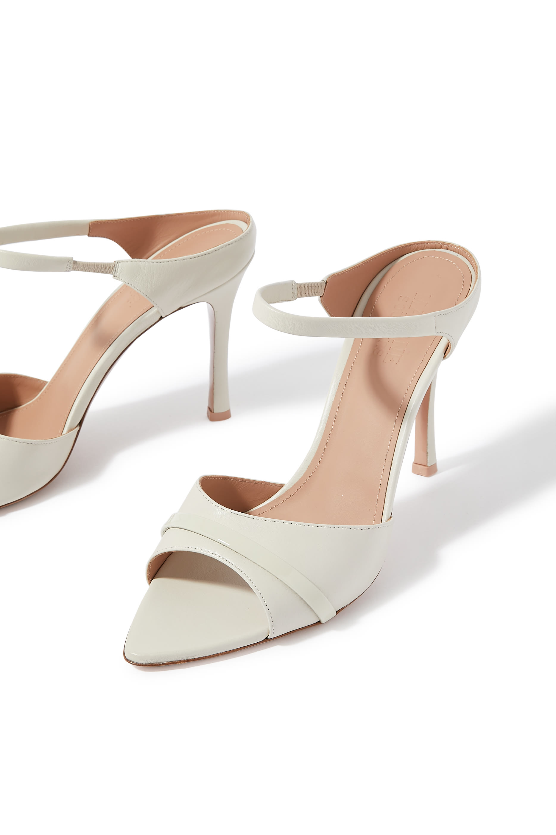 Una 90 Peep Toe Leather Mules