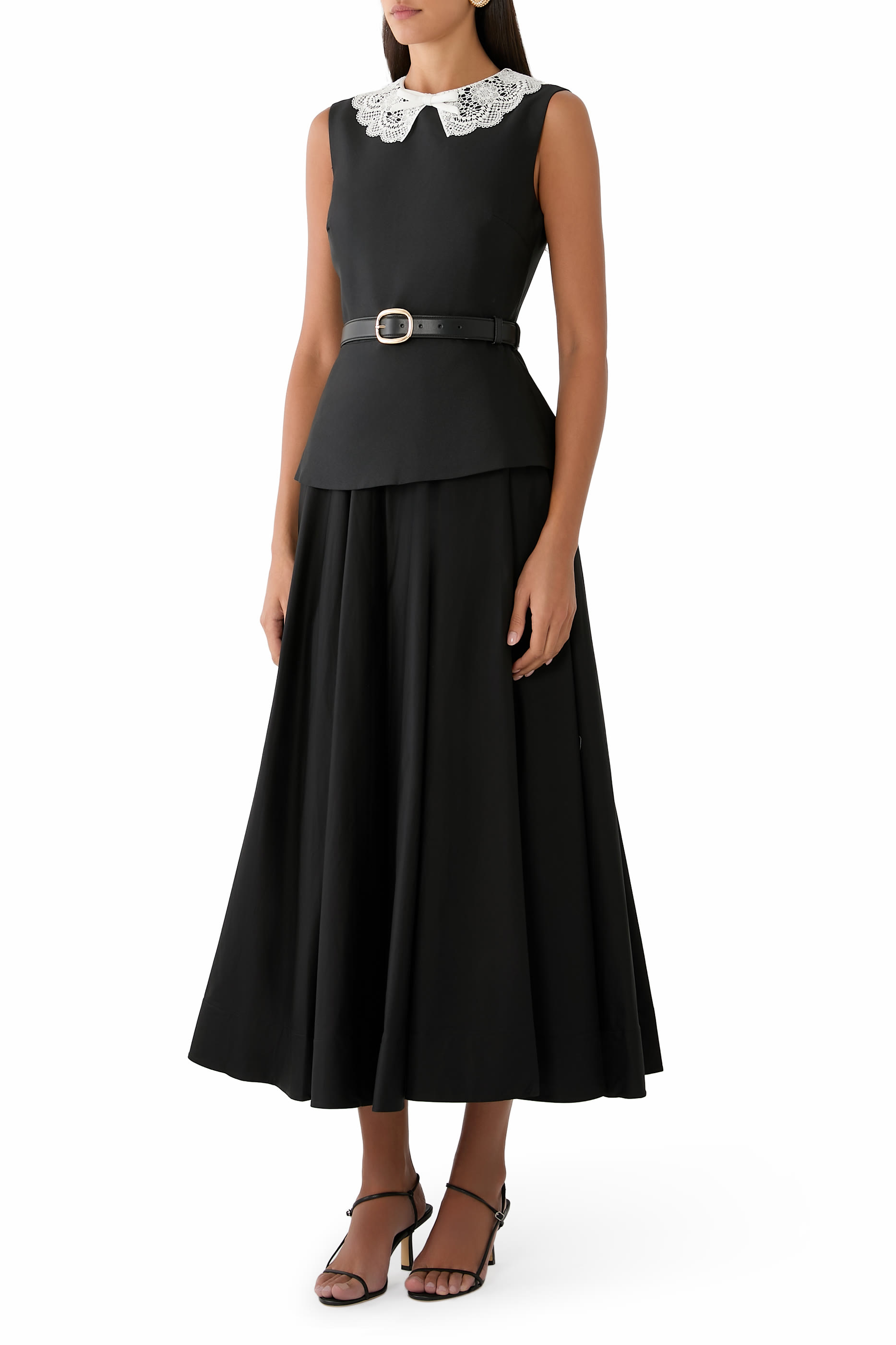  Taffeta Peplum Midi Dress