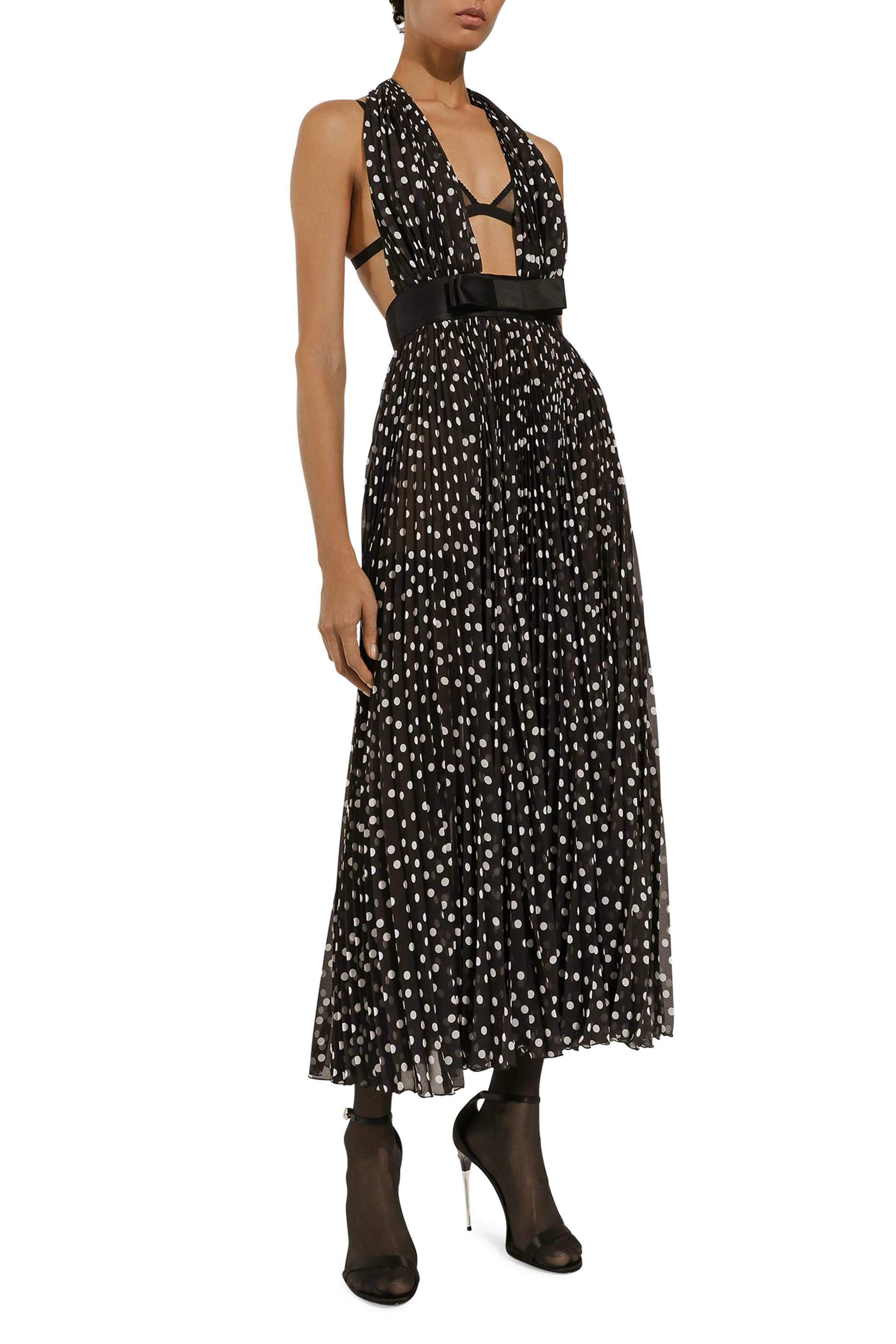 Polka-Dot Chiffon Dress