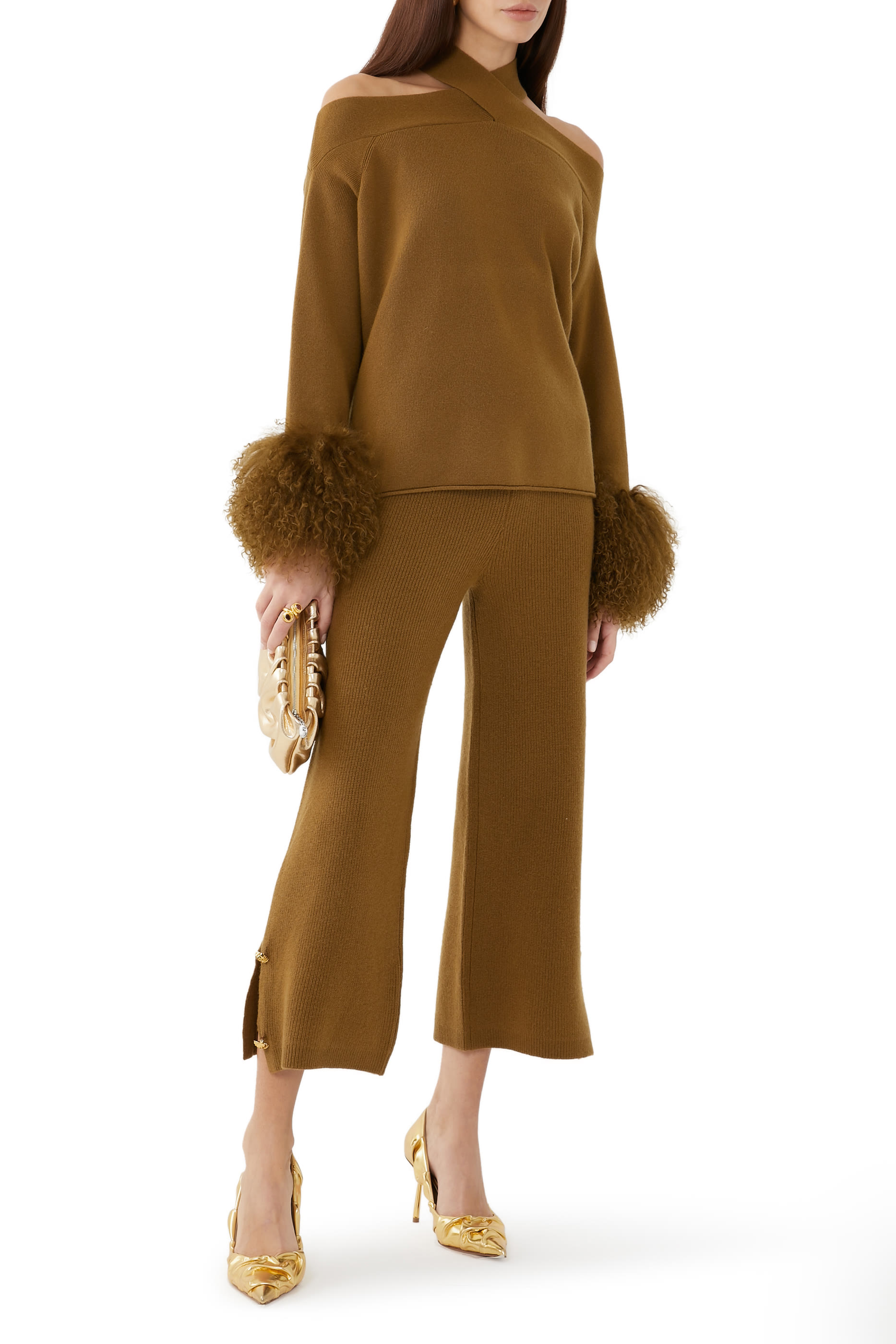 Cropped Pants With Button Detail