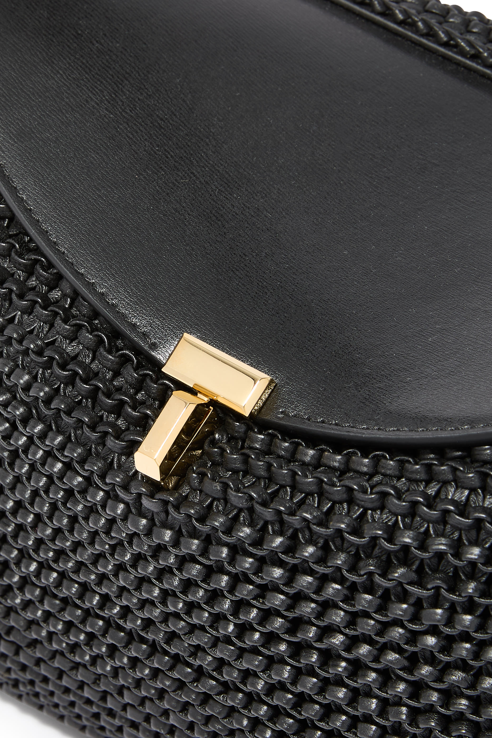  T-Lock Woven-Leather Top Handle Bag 