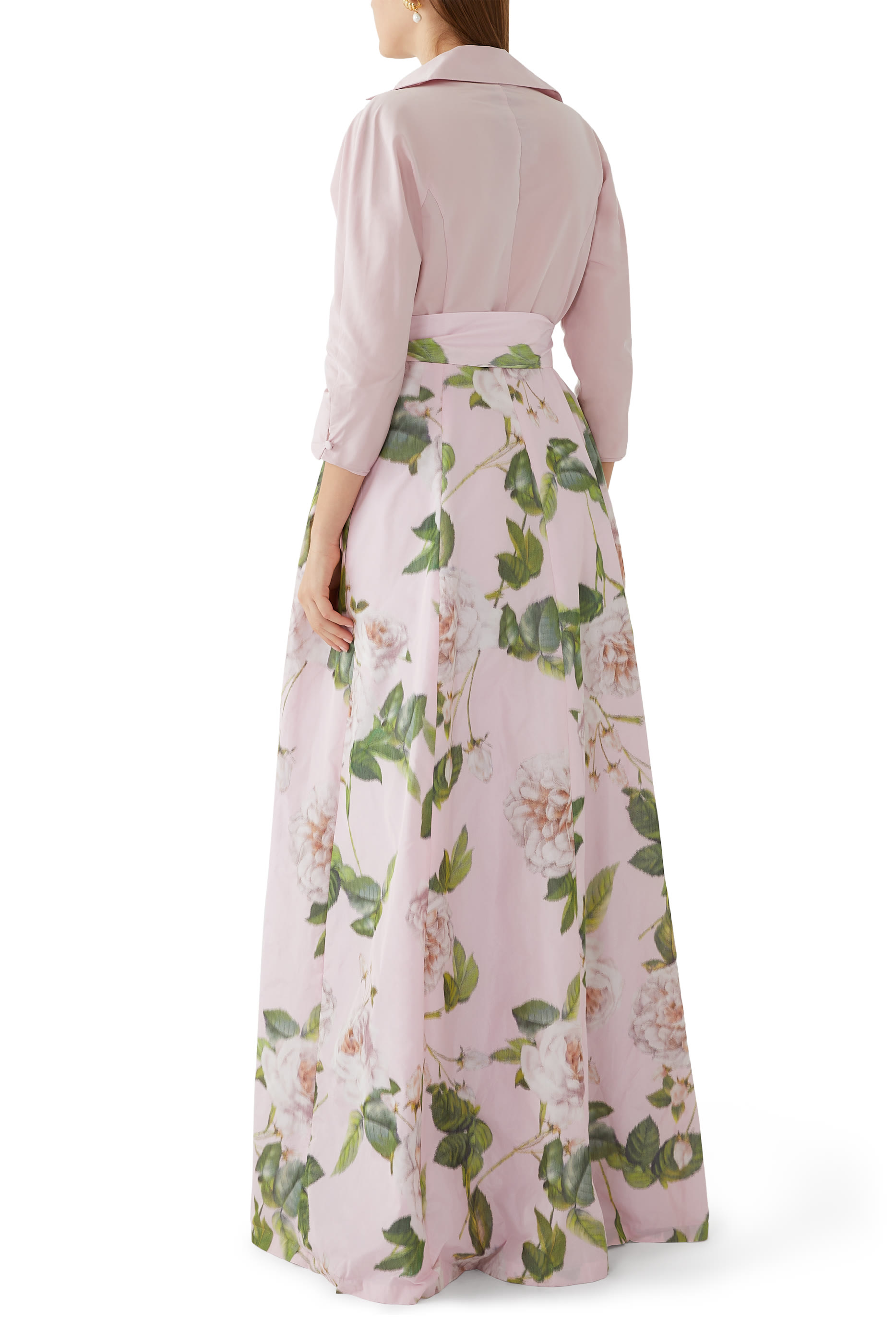 Taffeta Floral Print Shirt Dress