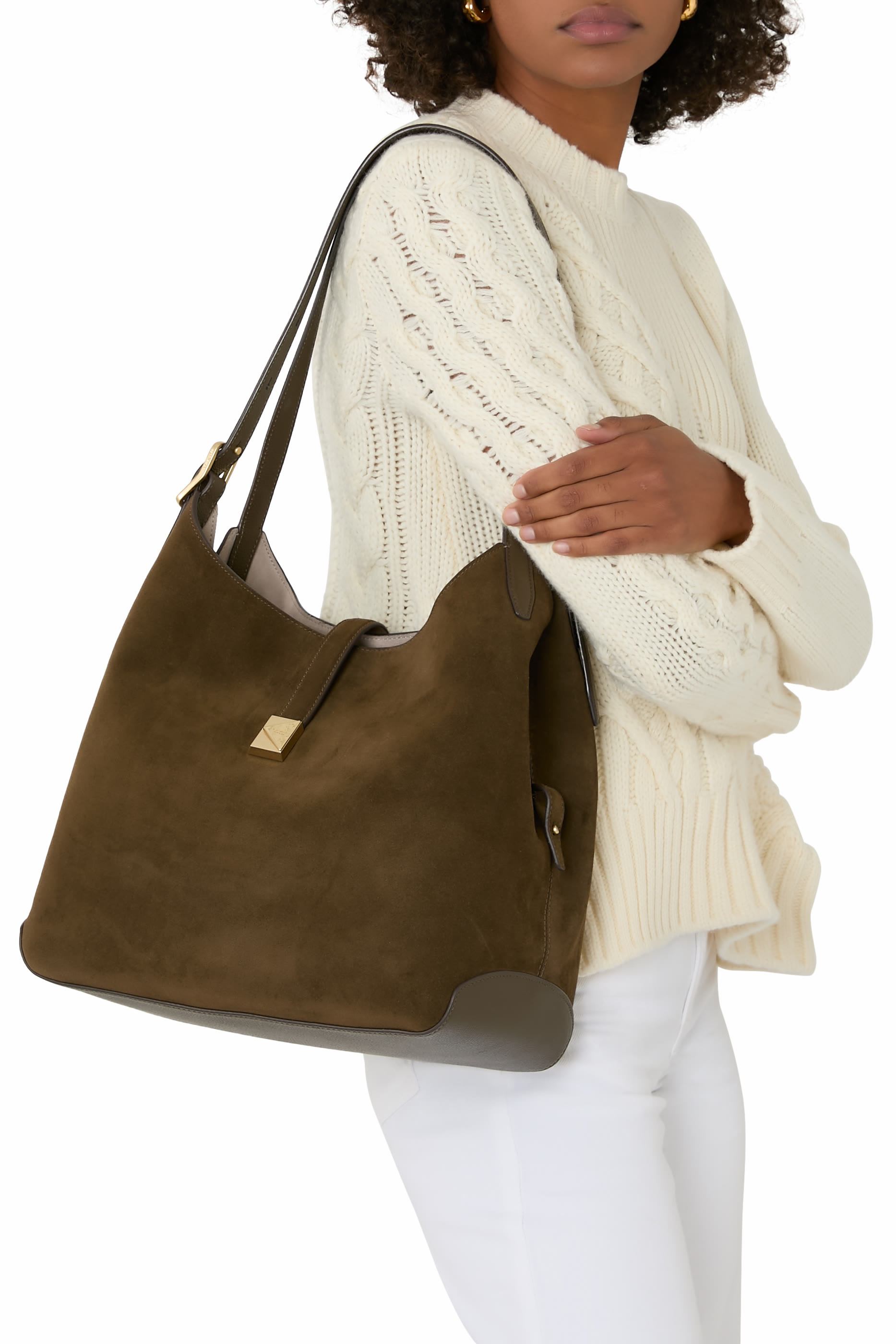 Deco Suede Crossbody Tote Bag