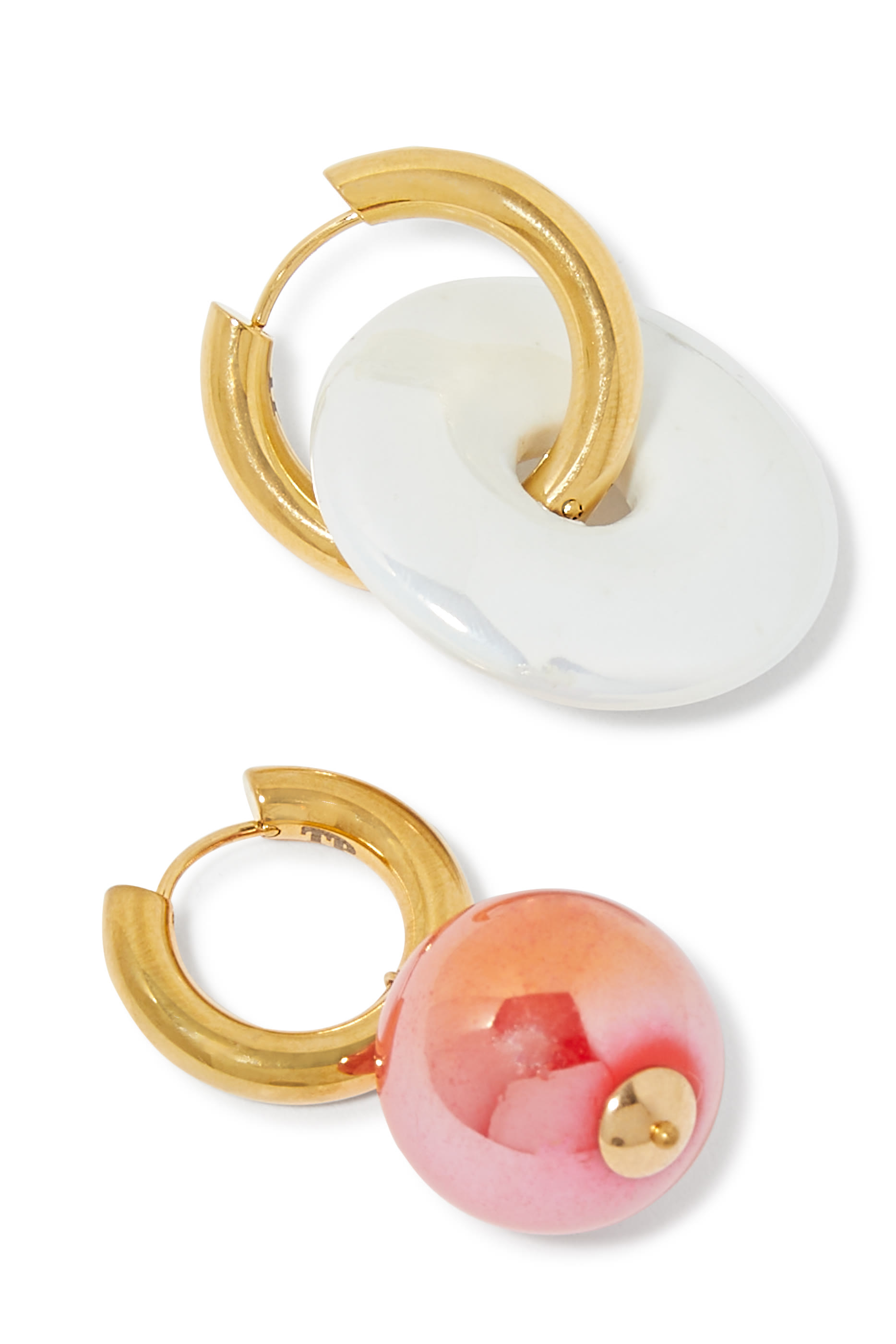 Donut & Round Charm Earrings, 24k Gold-Plated Brass