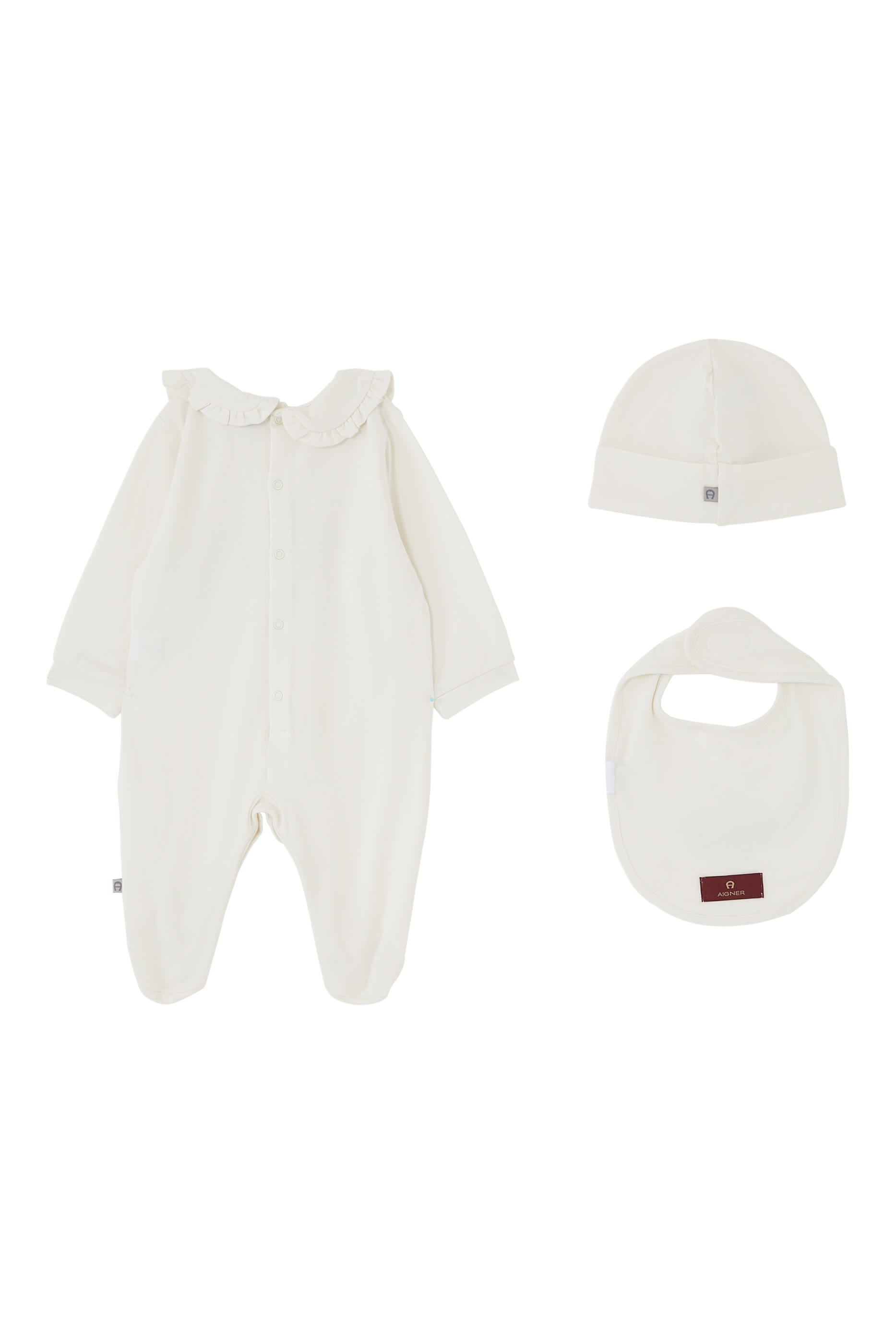 Logo Cotton Sleepsuit, Bib & Cap Set