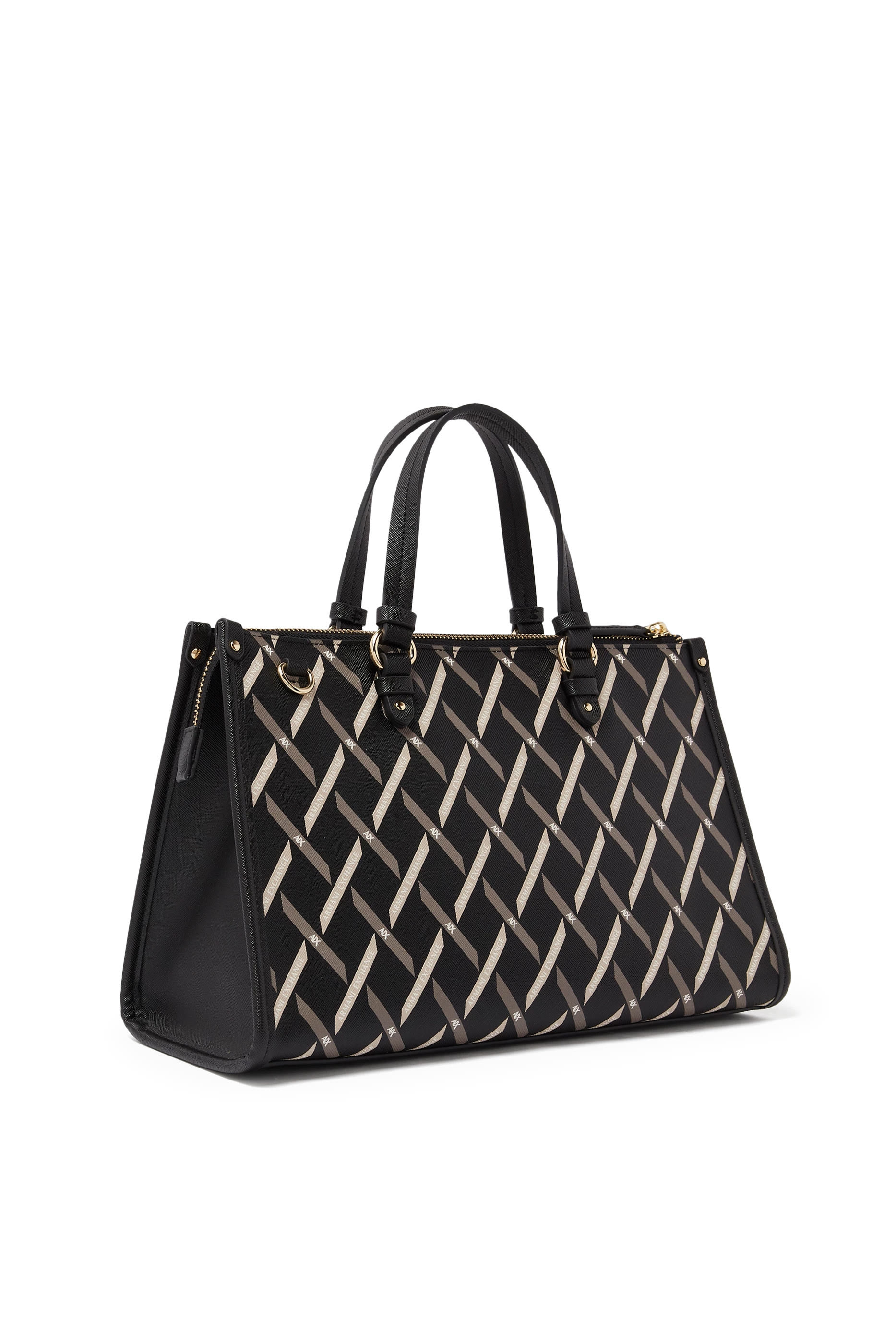 Gynger Patterned Lines Short Handle Tote Bag