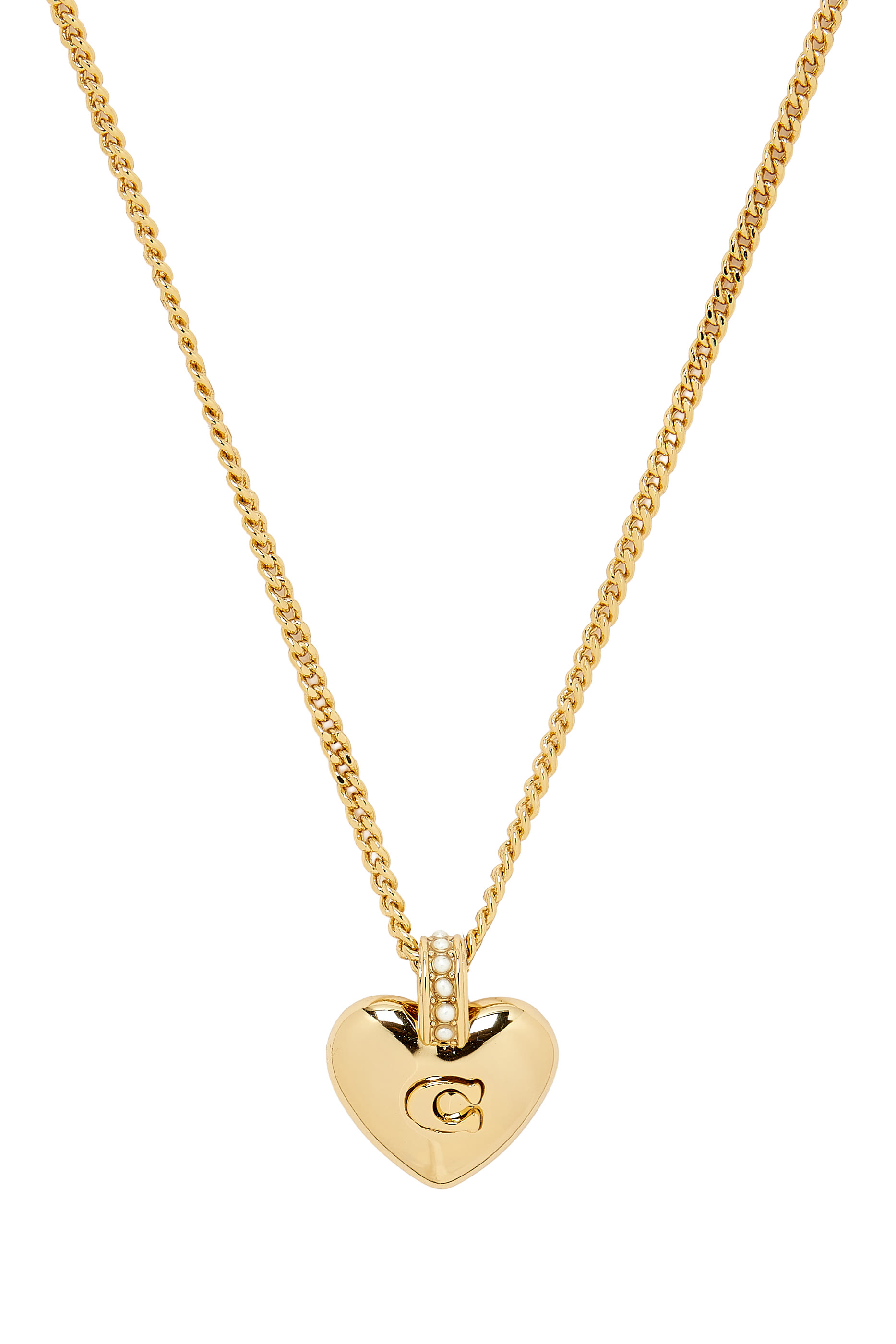 Puffy Heart C Short Pendant Necklace