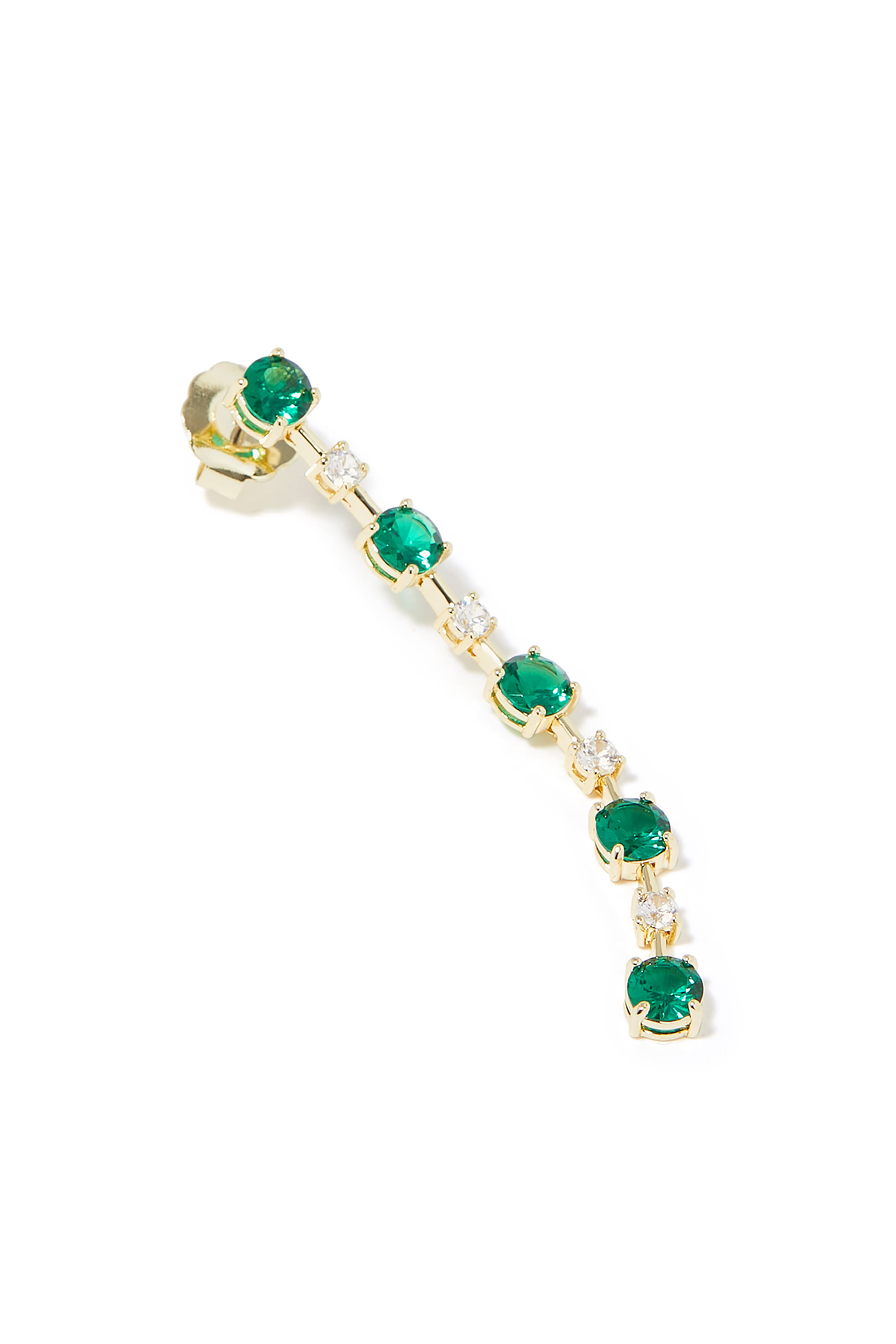 Bar Spaced Drop Link Earrings, Gold-Plated Brass & Cubic Zirconia