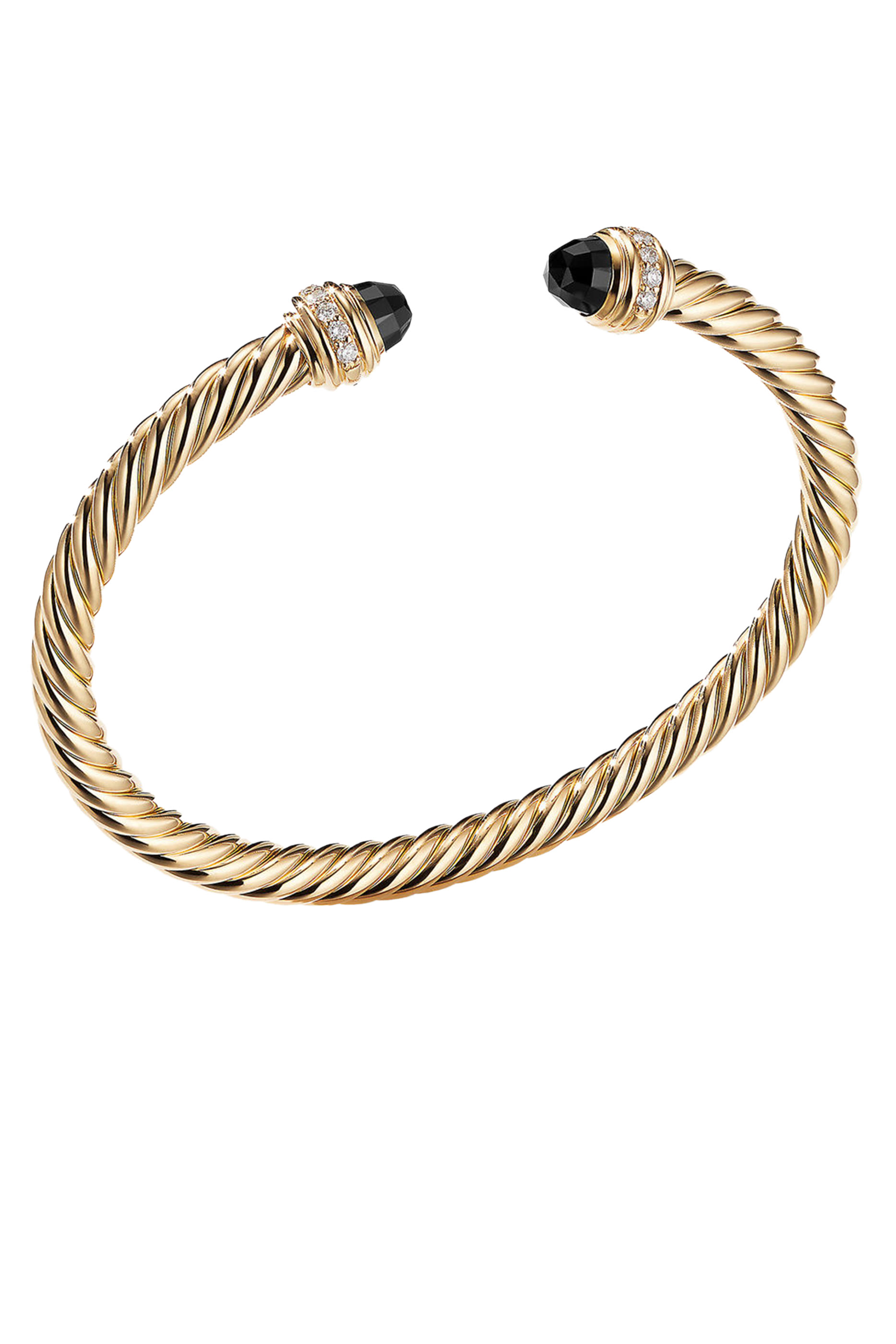 Classic Cablespira&reg; Bracelet, 18k Yellow Gold, Black Onyx & Diamonds