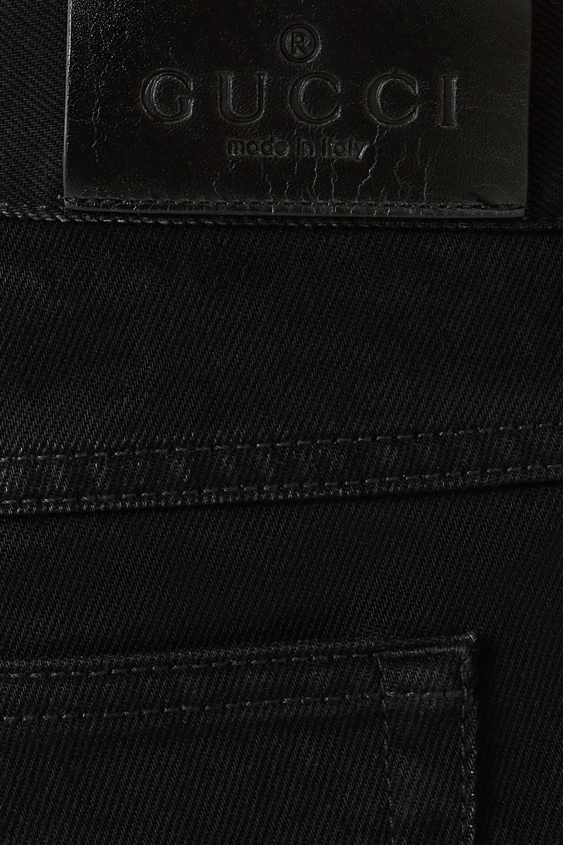 Embroidered Cotton Denim Pants
