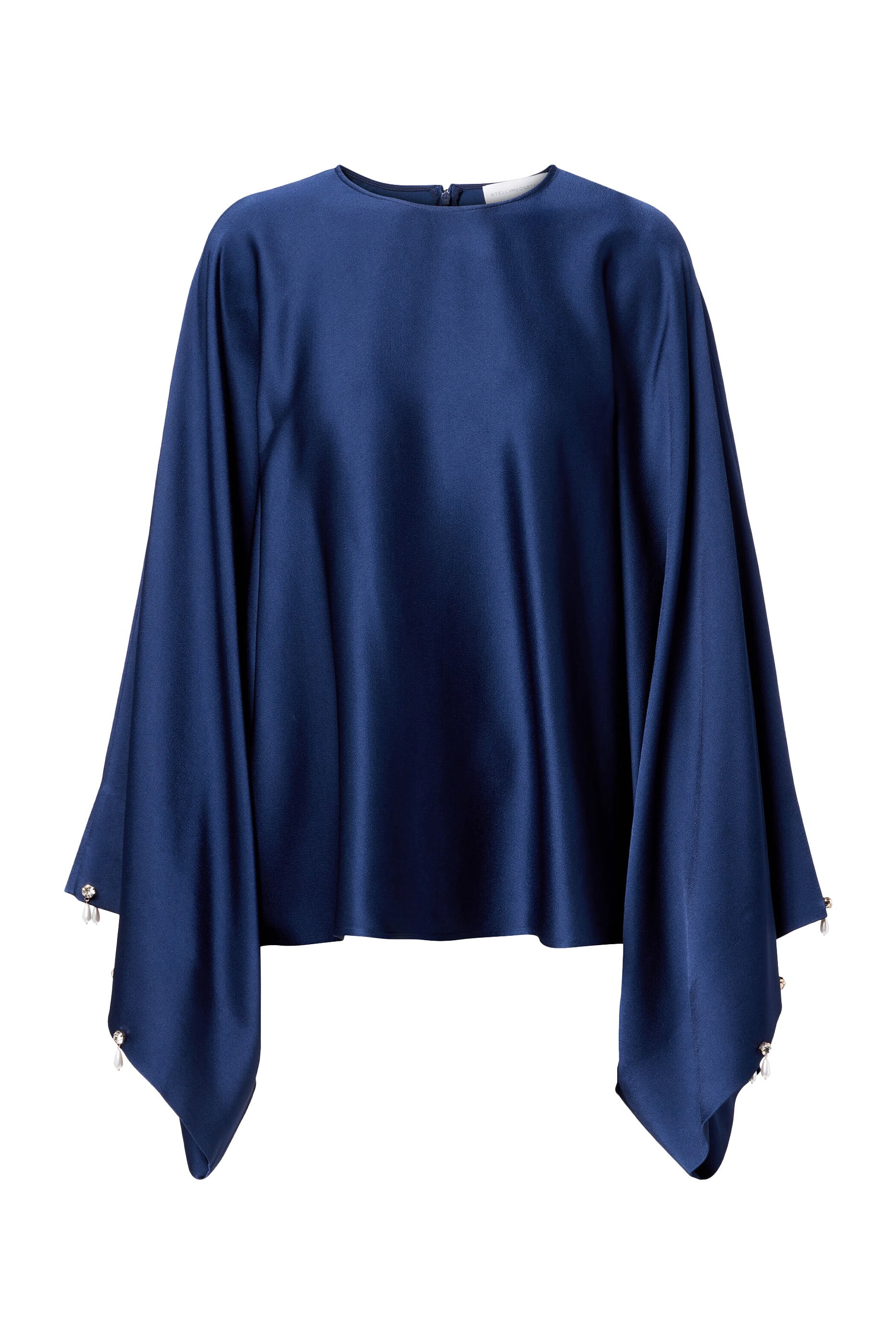 Faux Pearl-Embellished Satin Blouse