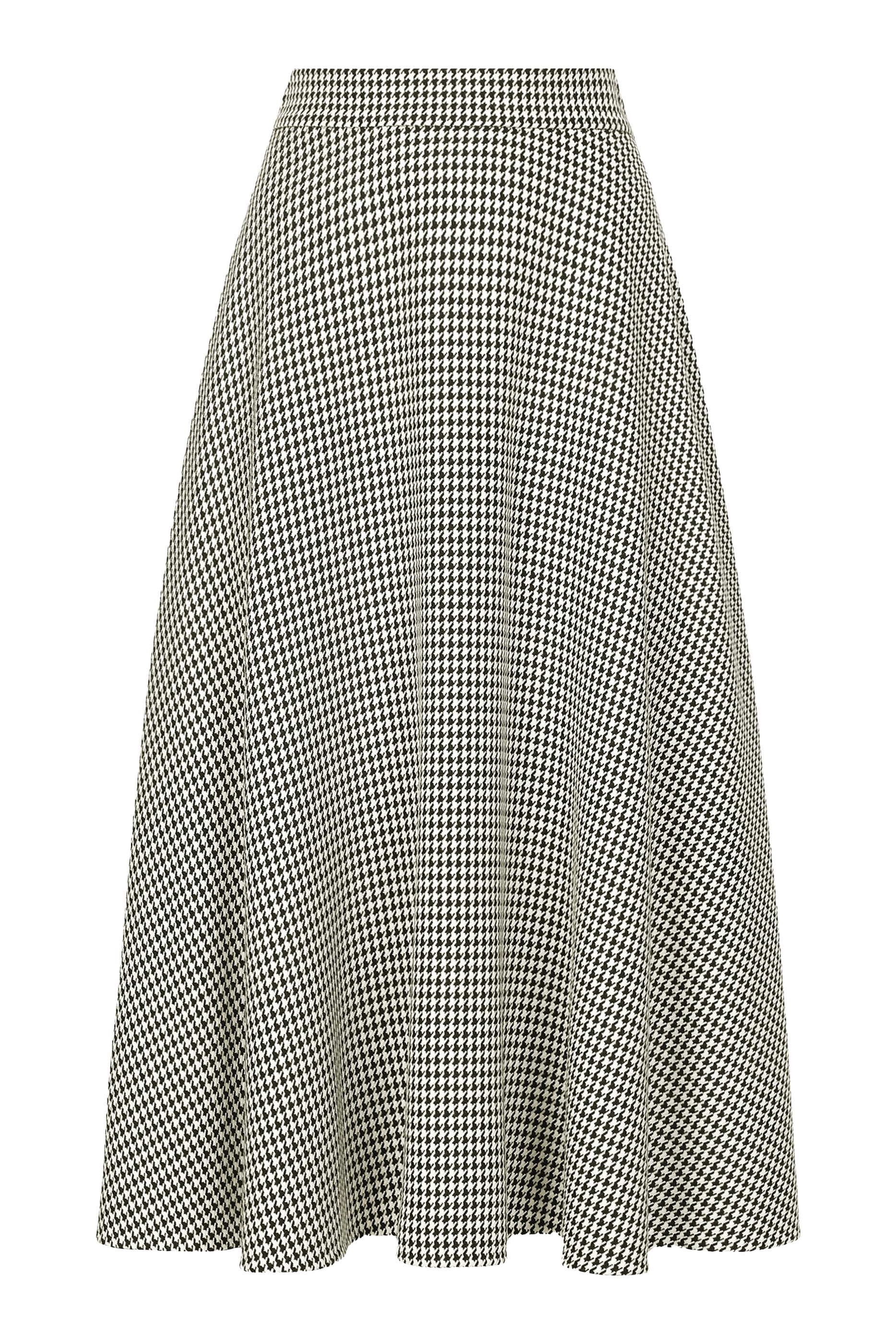Calf-Length Wool Houndstooth Circle Skirt