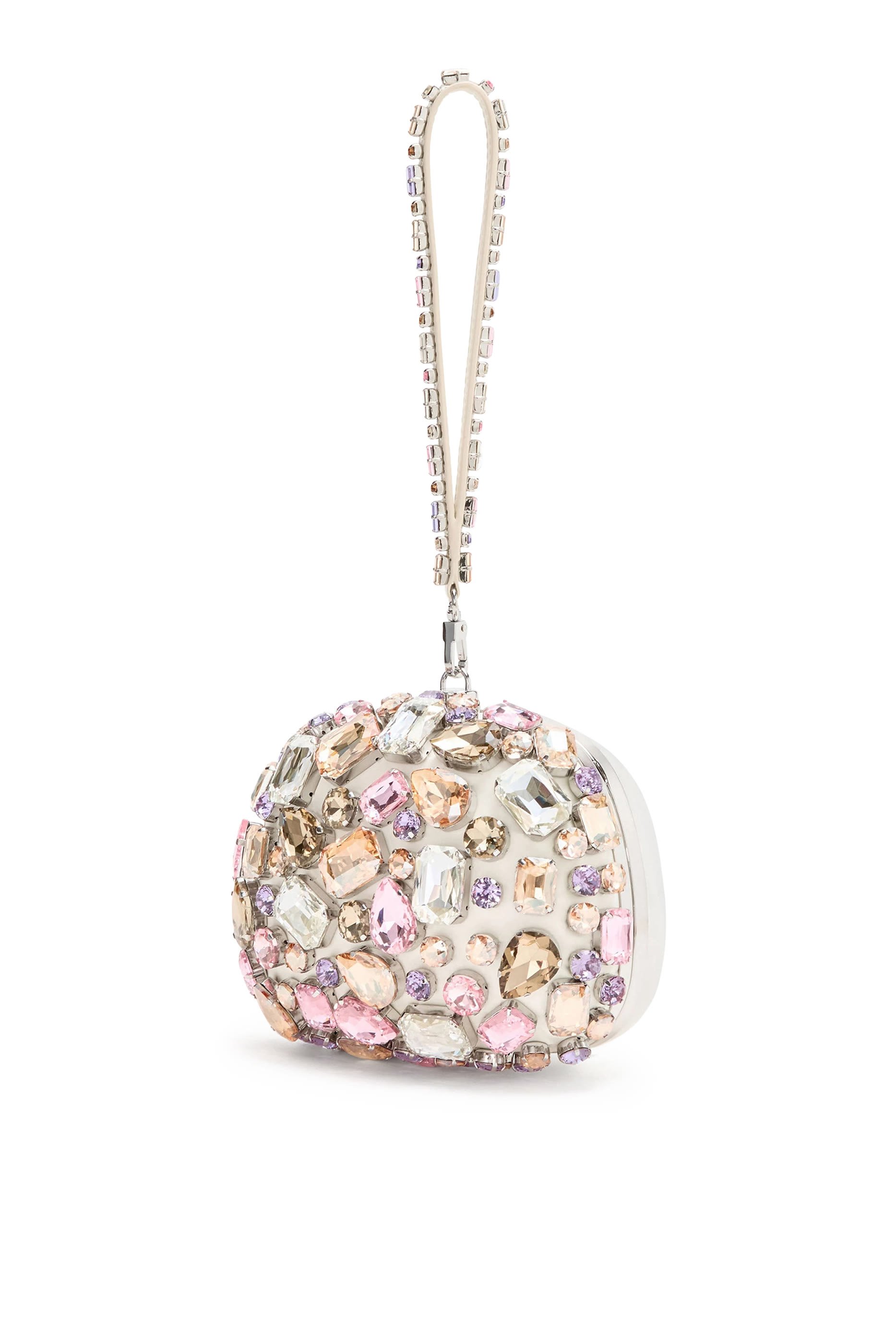 Multi Crystal Embellished Top Handle Clutch Bag 