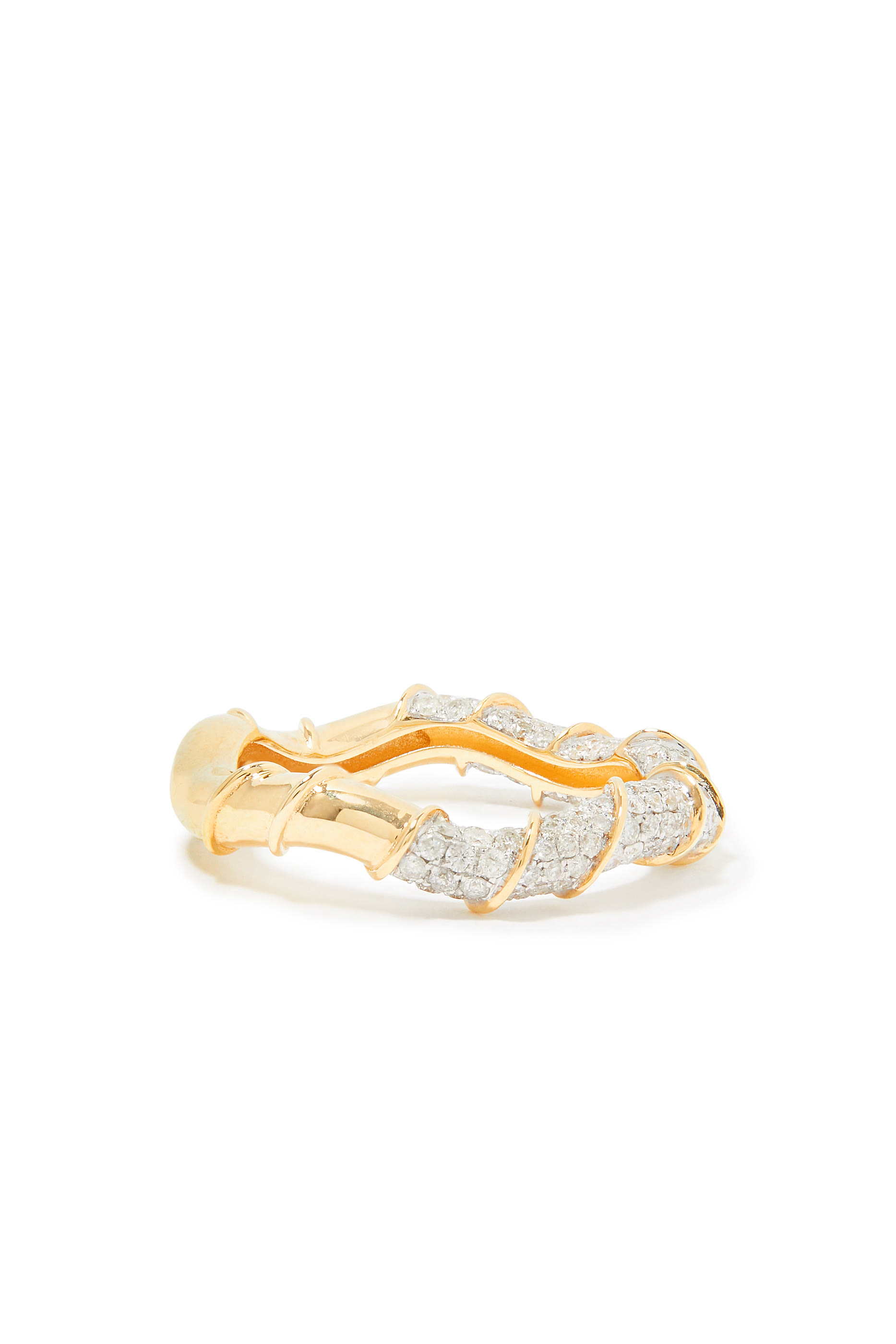 Twisted Diamond Ring, 18k Yellow Gold & Diamonds